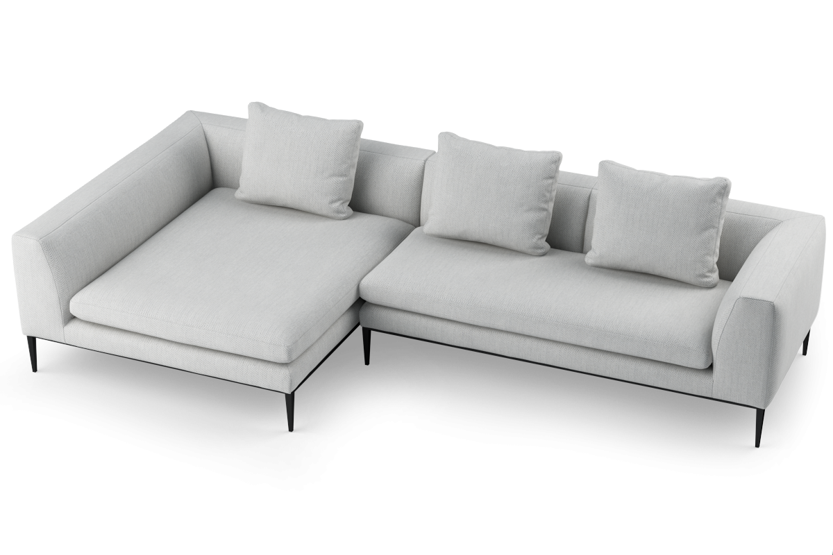 3-místný levostranný rohový NASH potahovaný s černým podstavcem