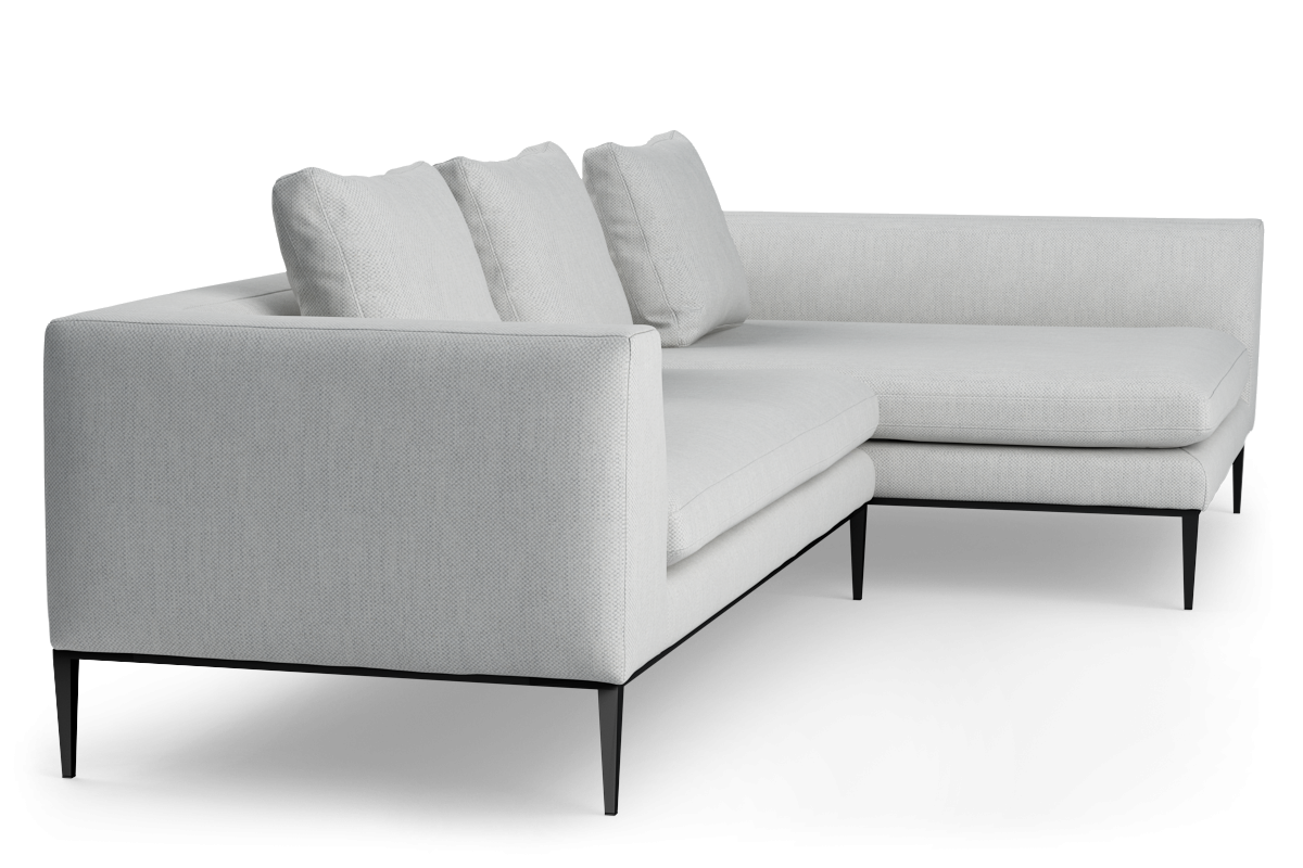 Rohová sedačka pro 3 osoby pravostranná NASH čalouněná s černým podstavcem