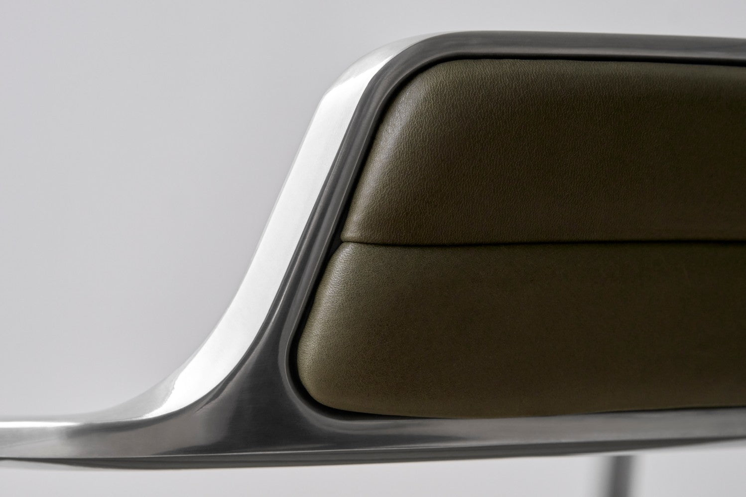 Office Chair 452 Green Leather with Metal Base