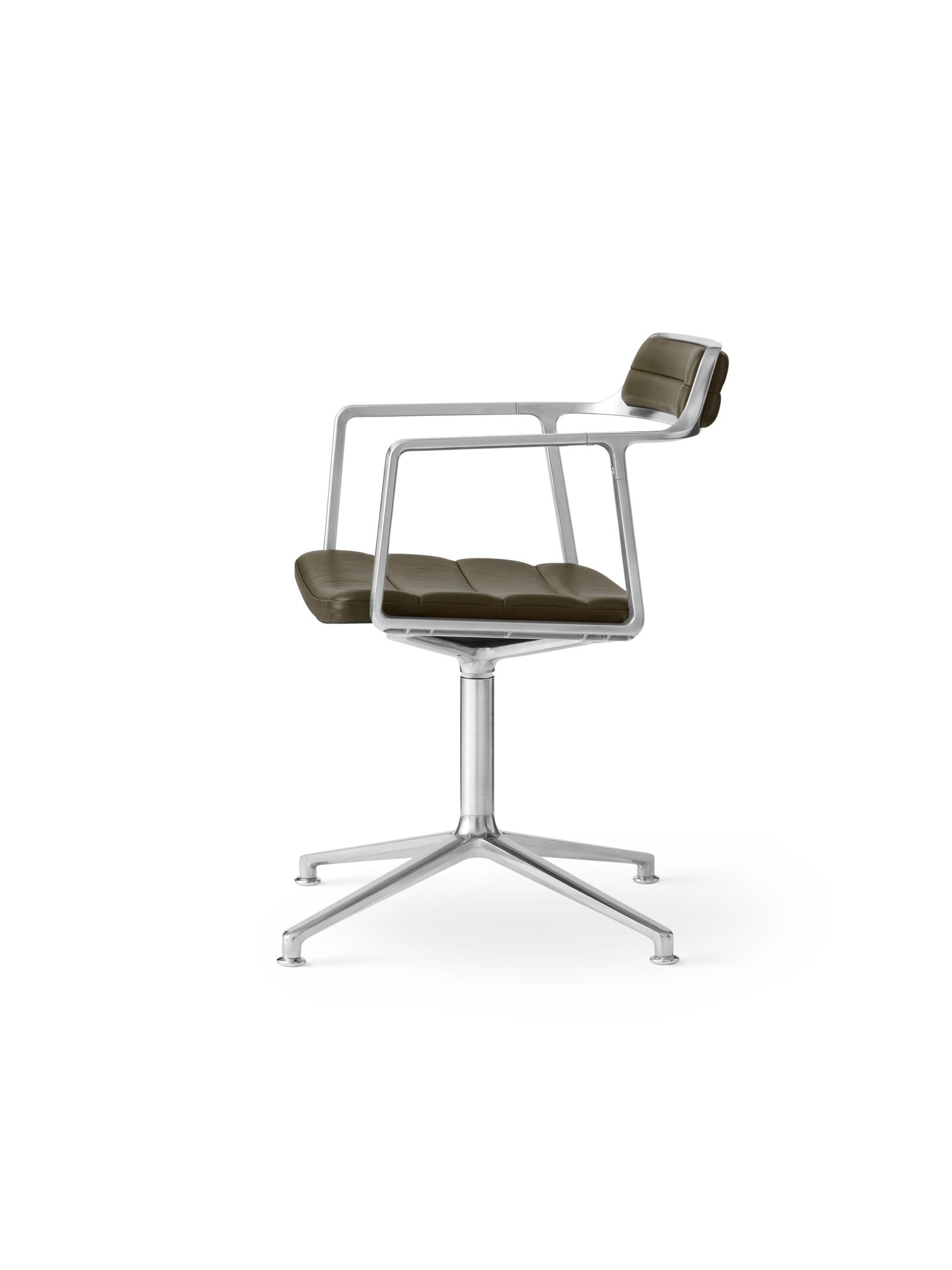 Office Chair 452 Green Leather with Metal Base
