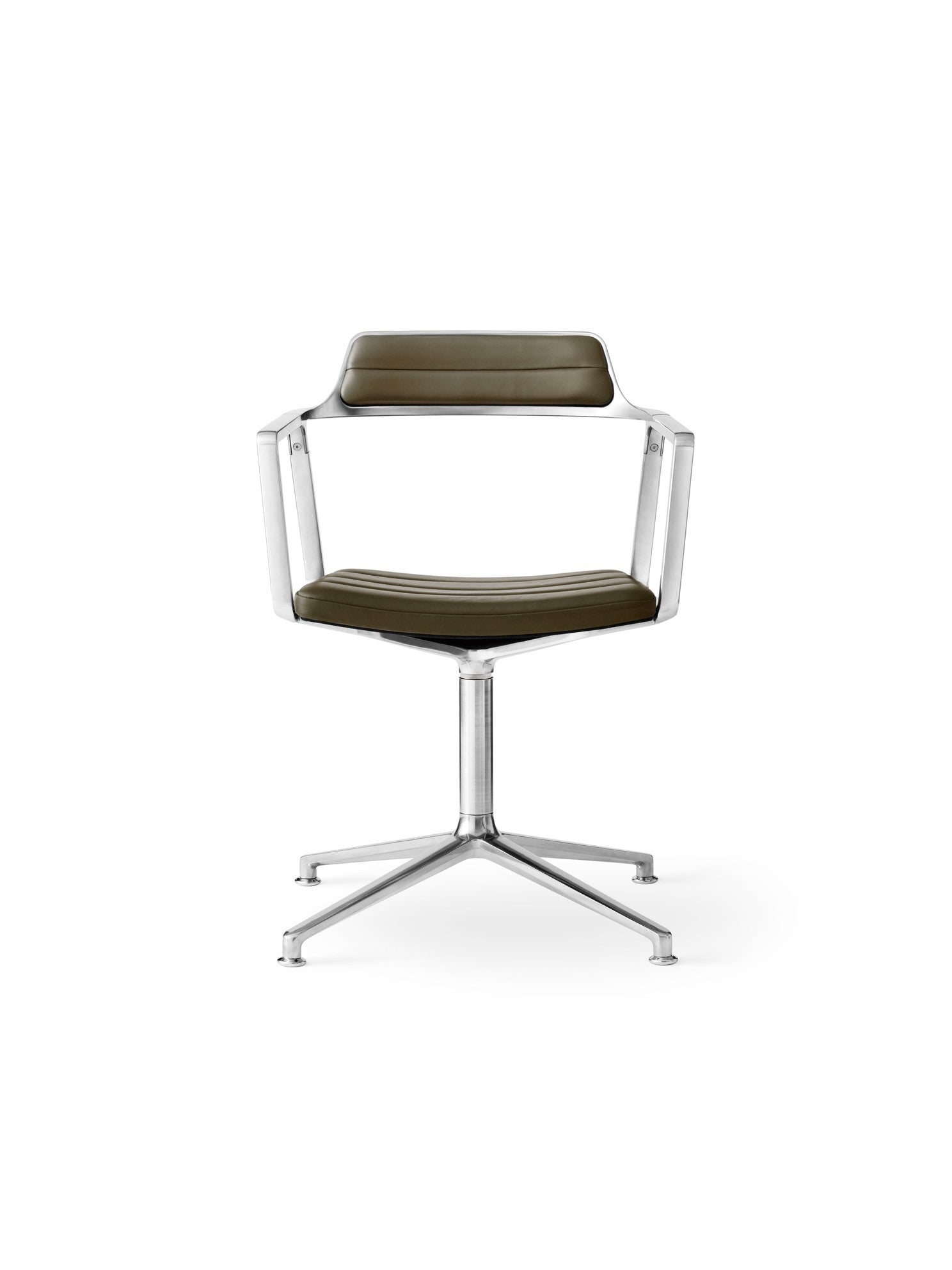 Office Chair 452 Green Leather with Metal Base
