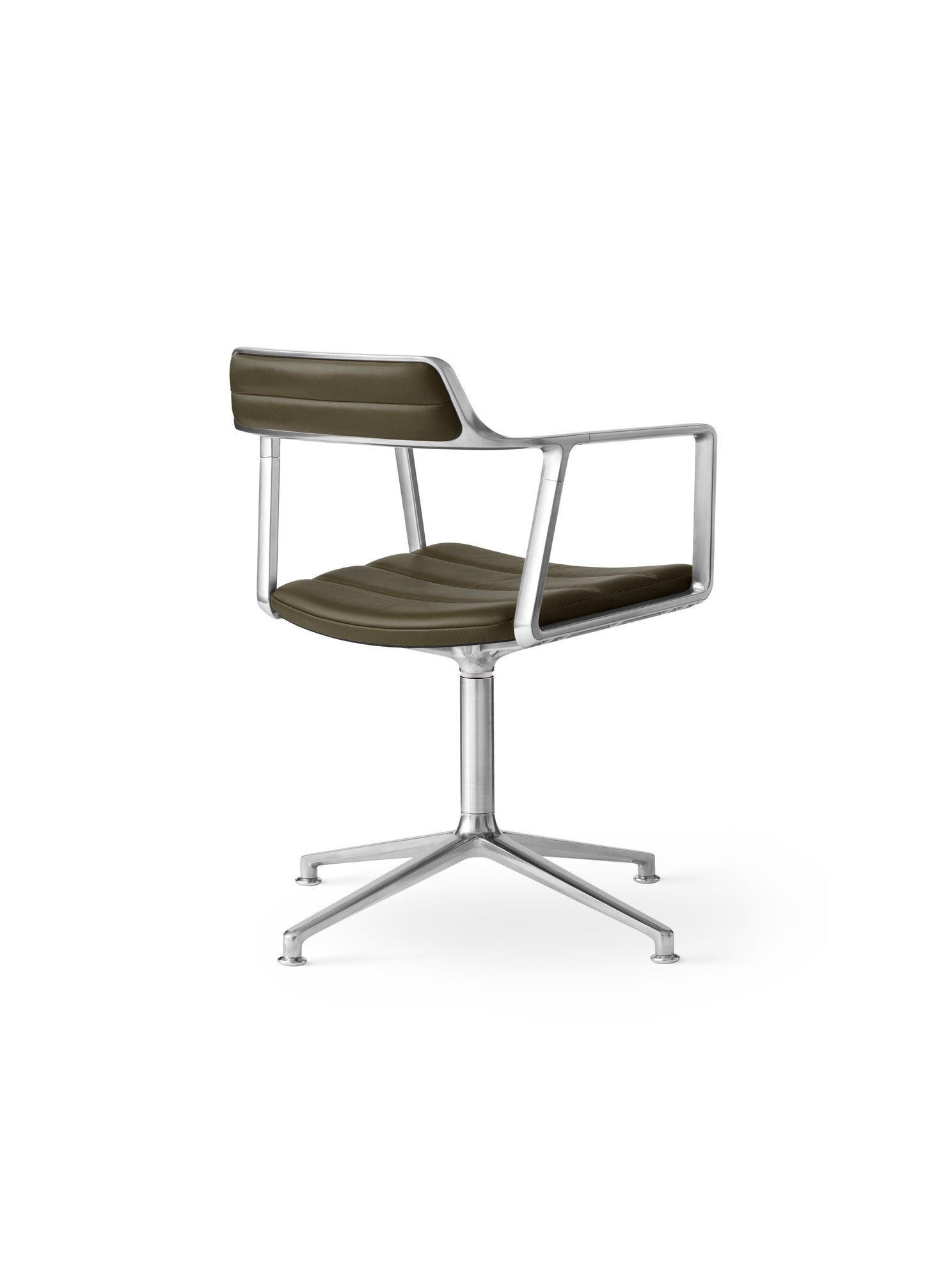 Office Chair 452 Green Leather with Metal Base