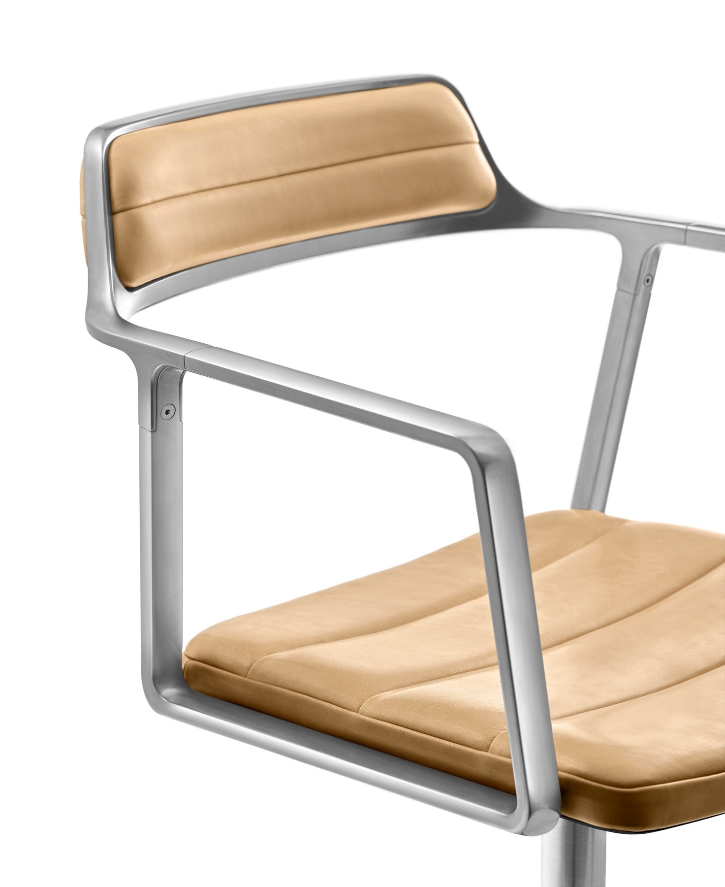 Office chair 452 caramel leather with metal base