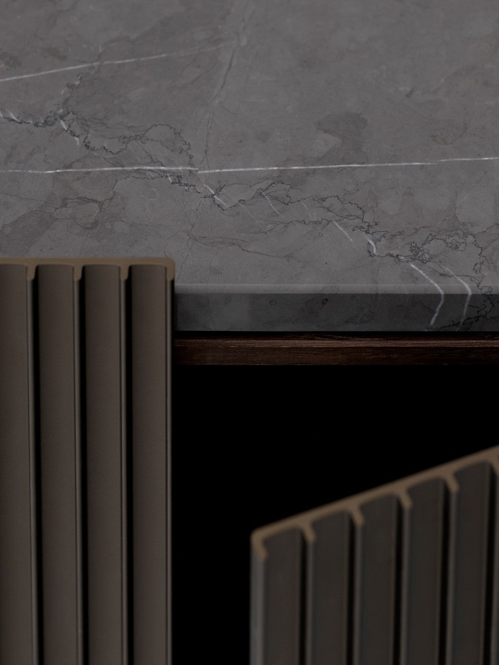 H5 Wall-Mounted Cabinet Dark Oak Veneer with Gray Marble Top