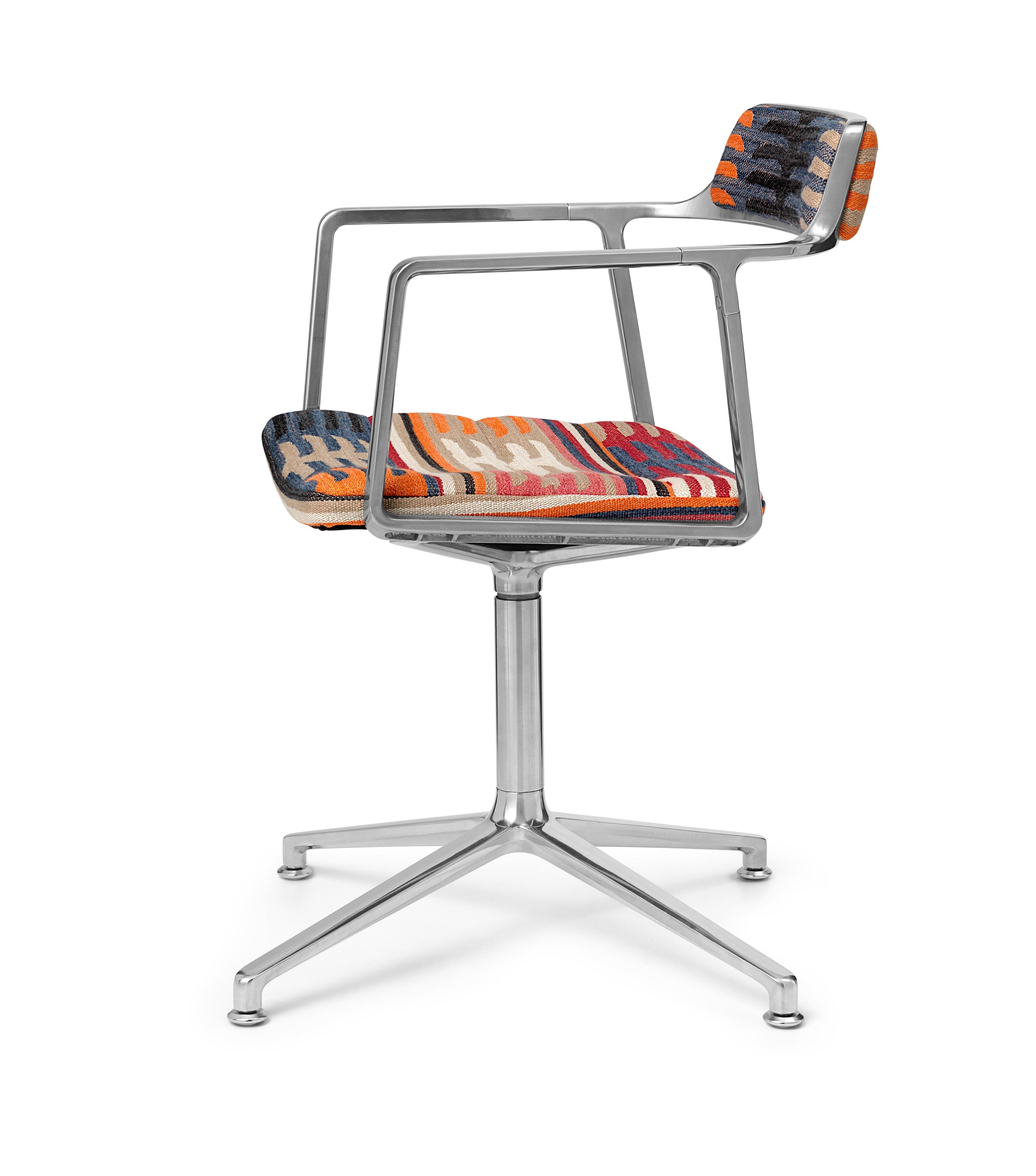 Office chair 452 - TODOS SANTOS in blue and orange with a metal base