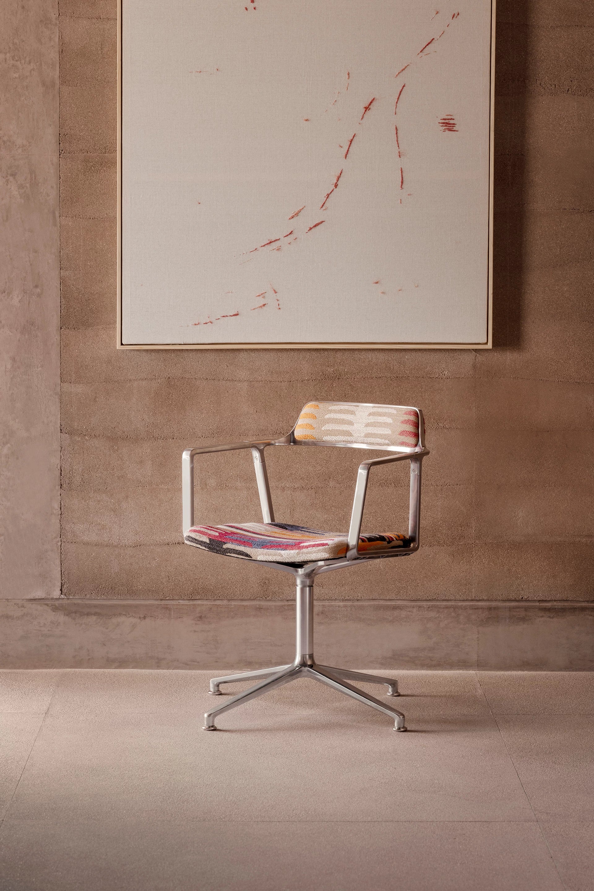 Office chair 452 - TODOS SANTOS in blue and orange with a metal base