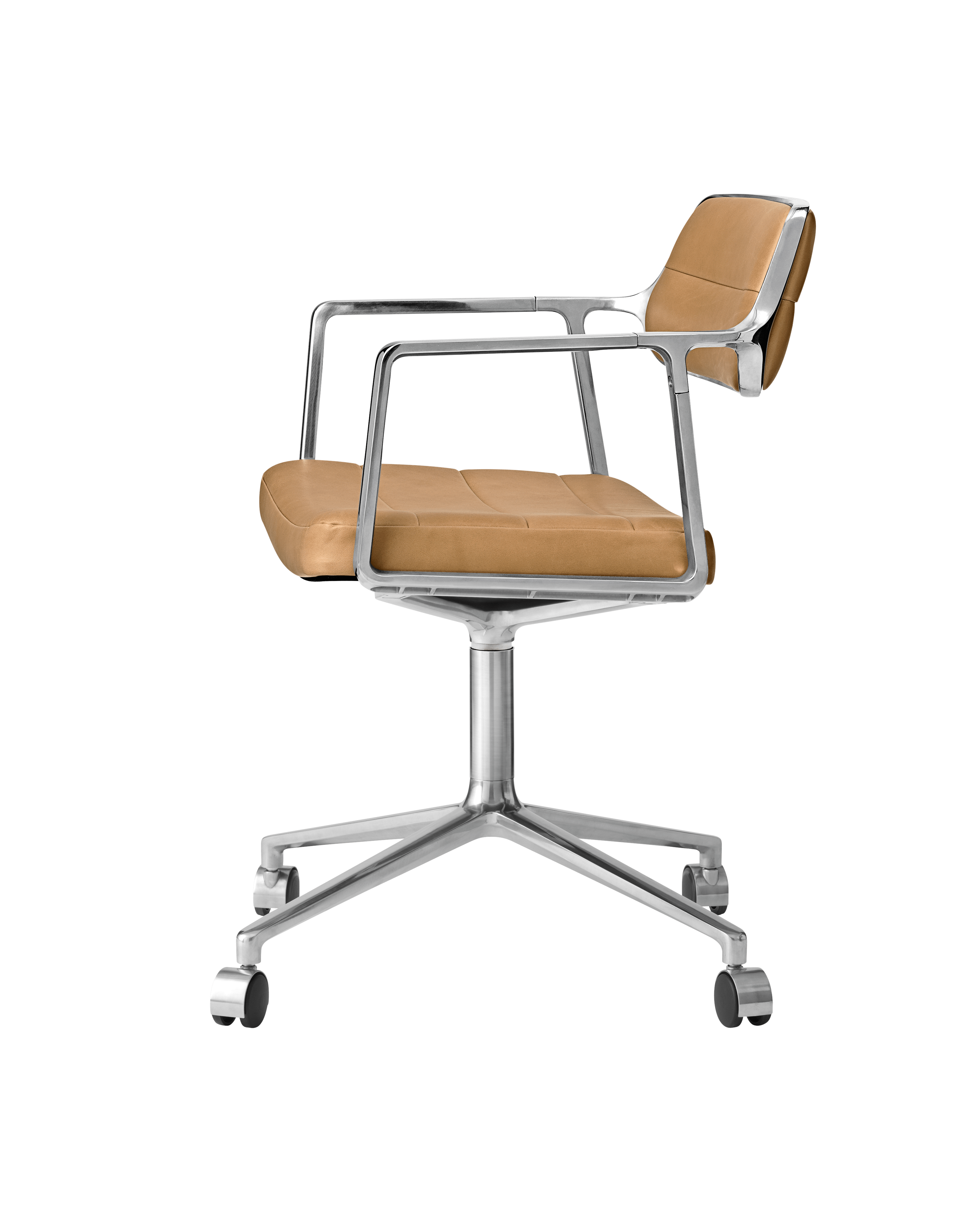 Office Chair 453 Caramel Leather with Metal Base