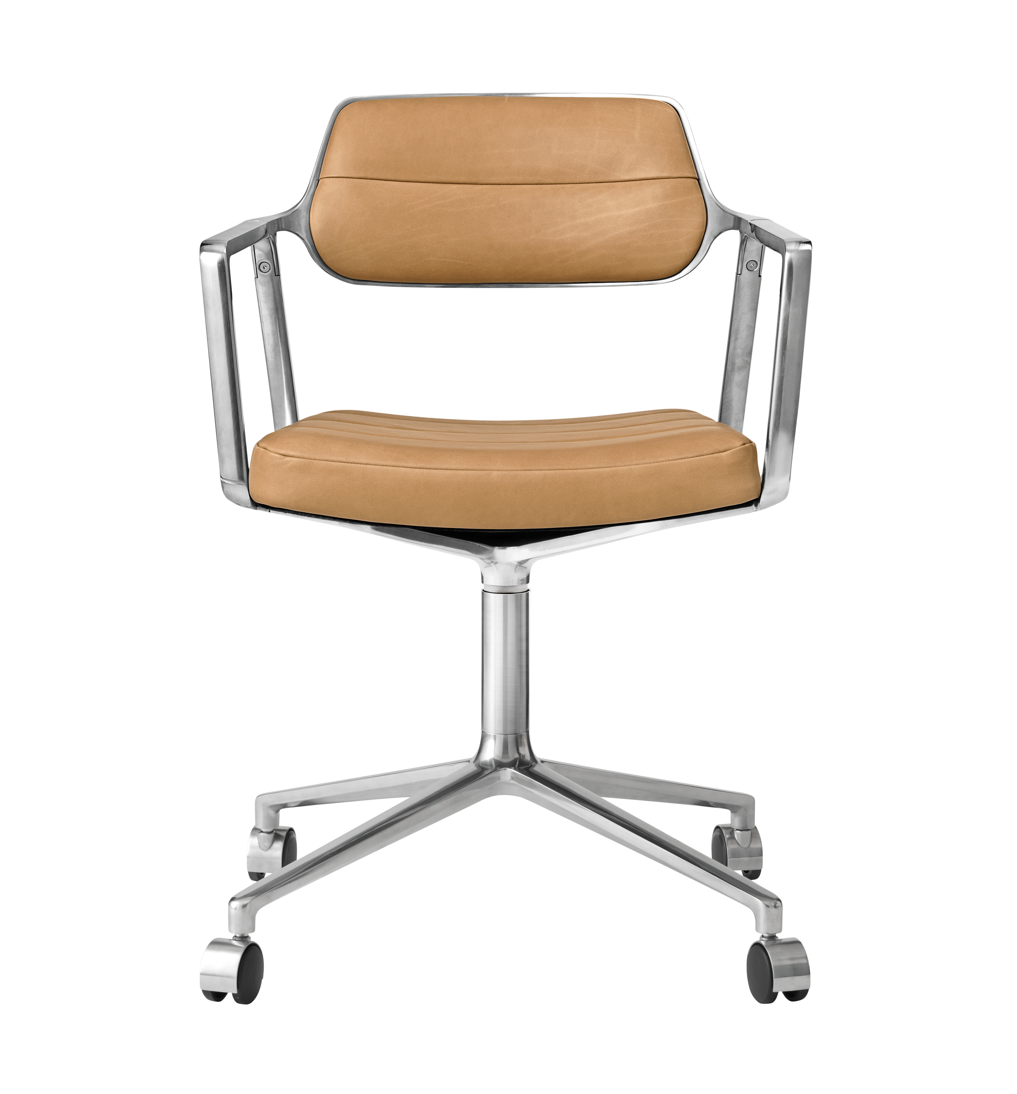 Office Chair 453 Caramel Leather with Metal Base