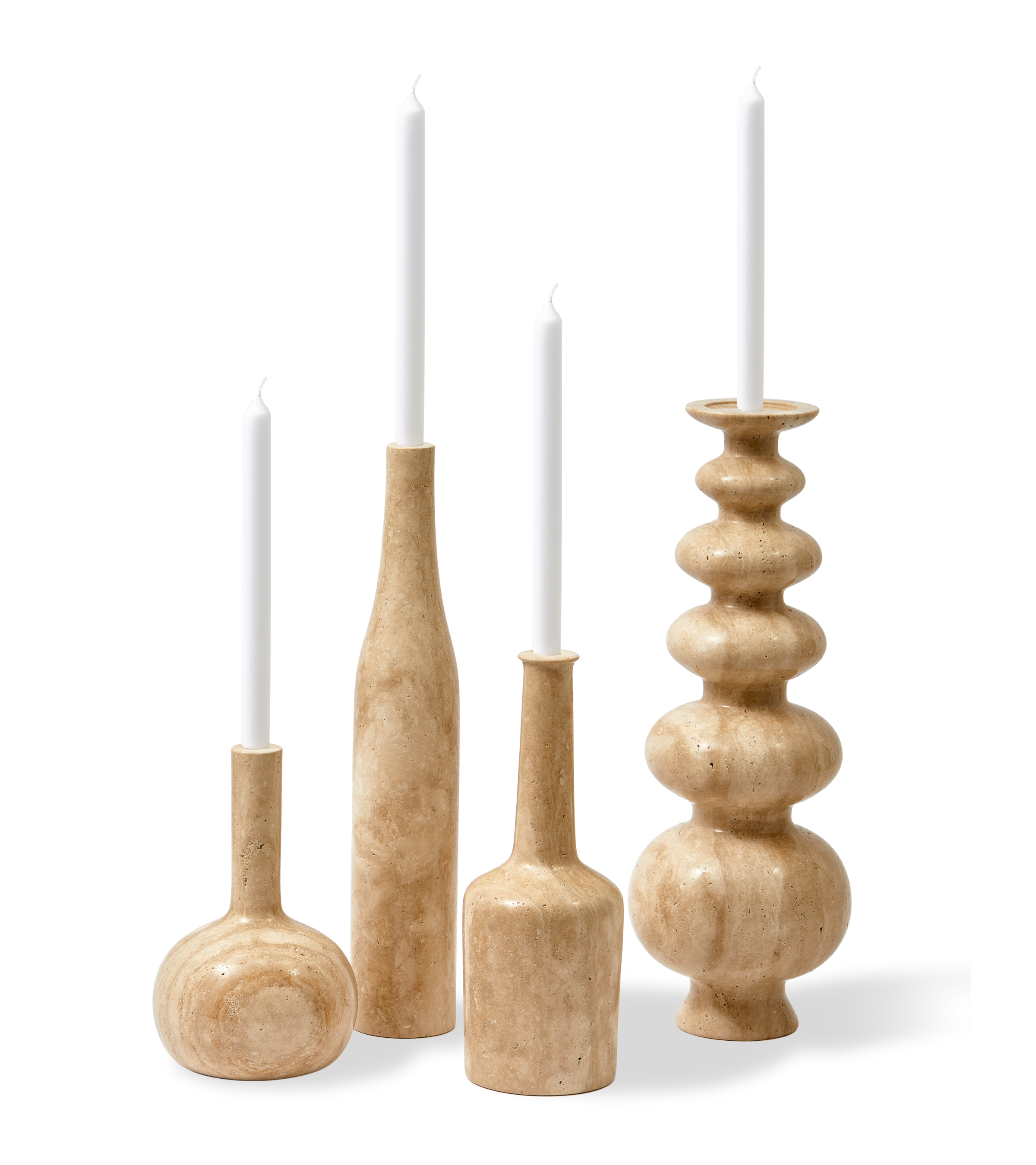 HERITAGE BELL beige travertine candlestick