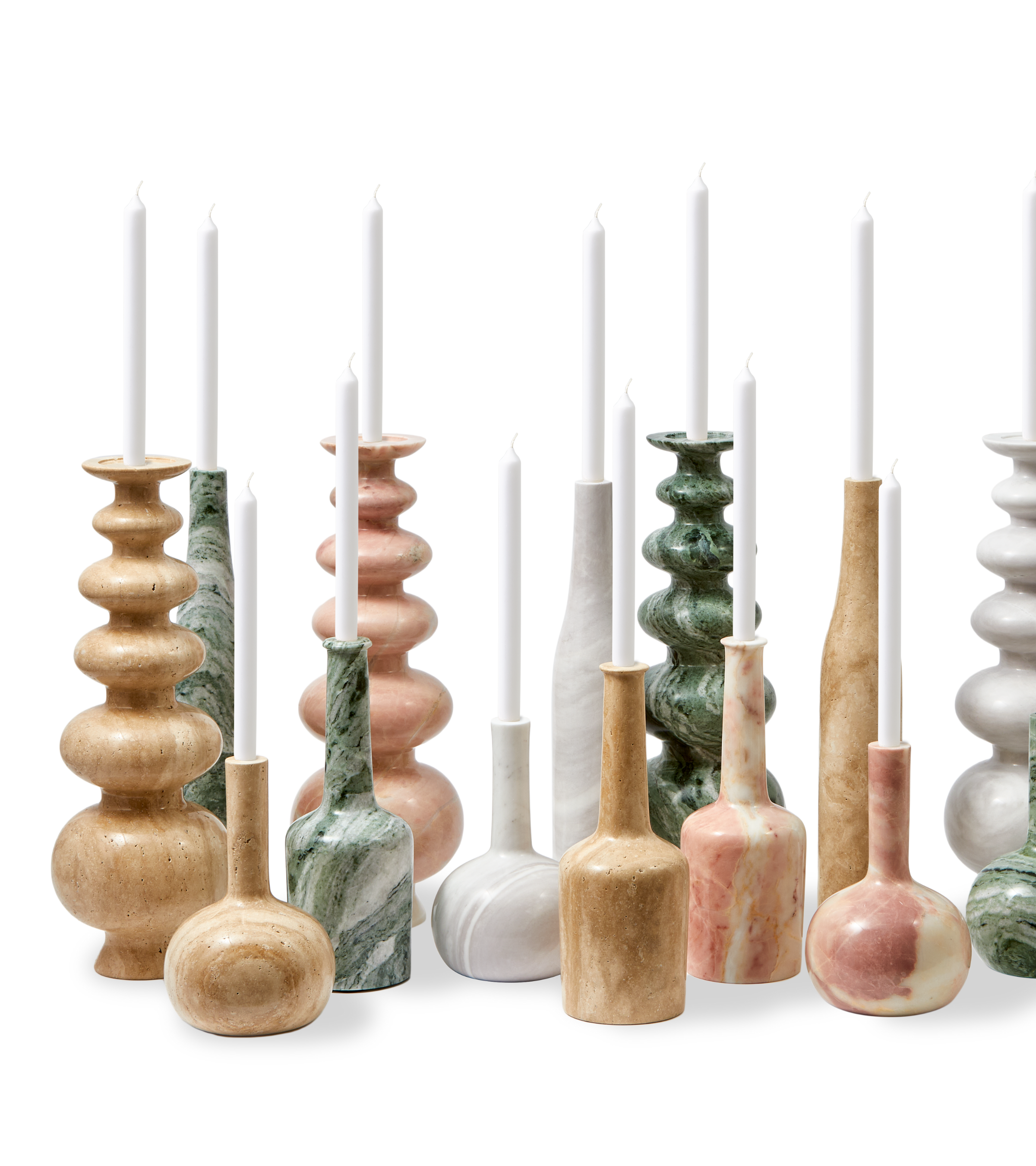 HERITAGE BELL beige travertine candlestick