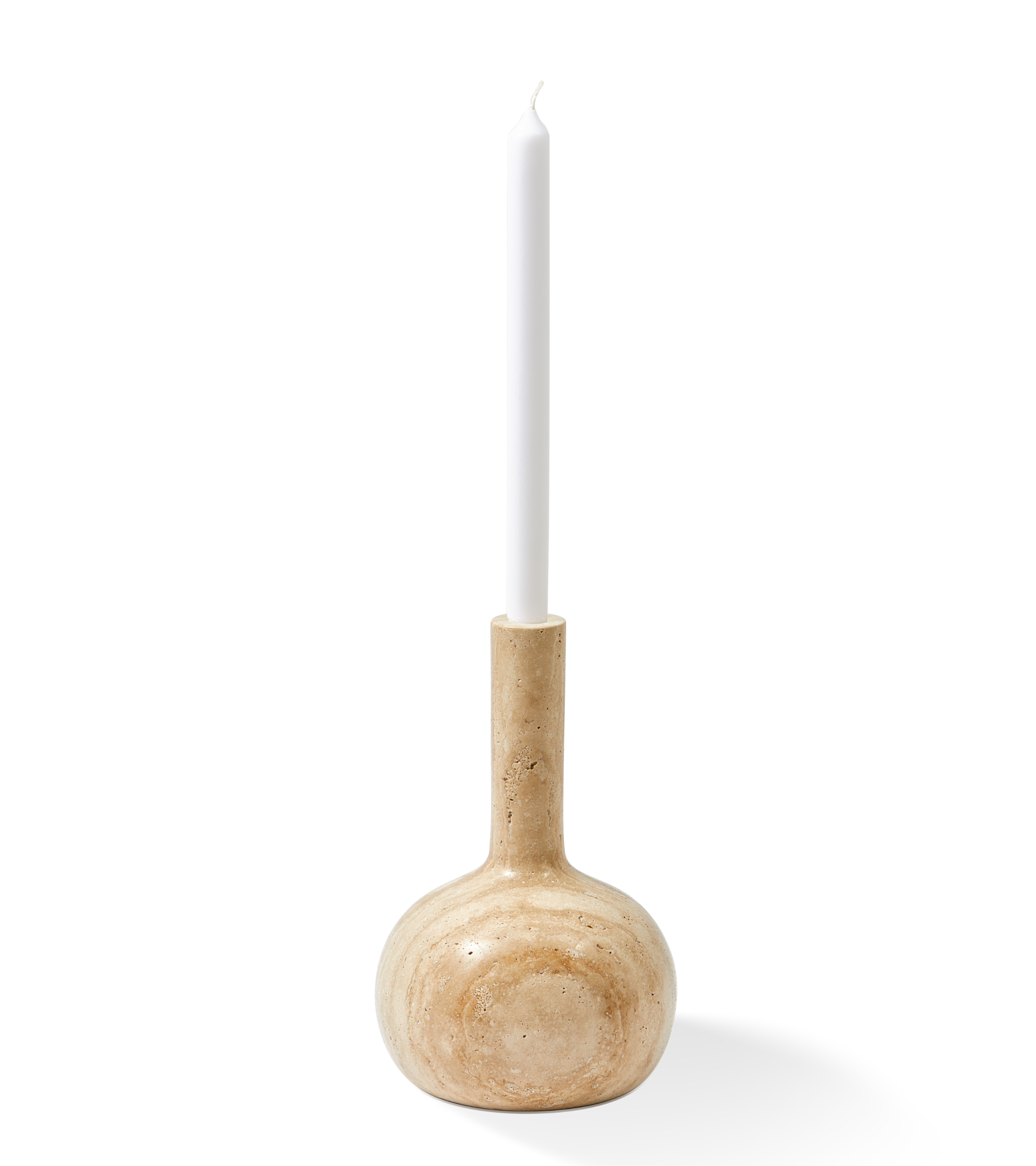 HERITAGE BELL beige travertine candlestick