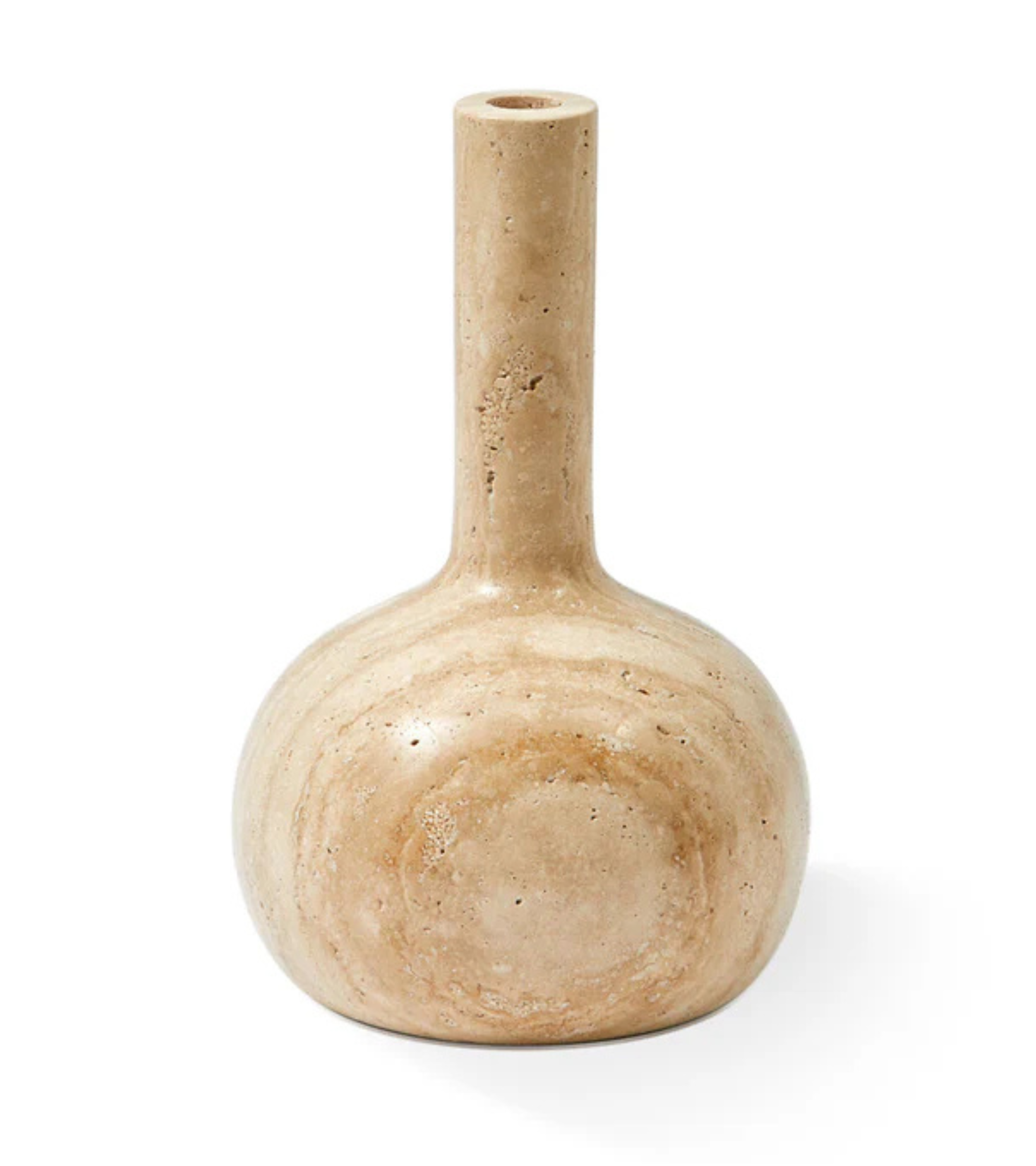 HERITAGE BELL beige travertine candlestick