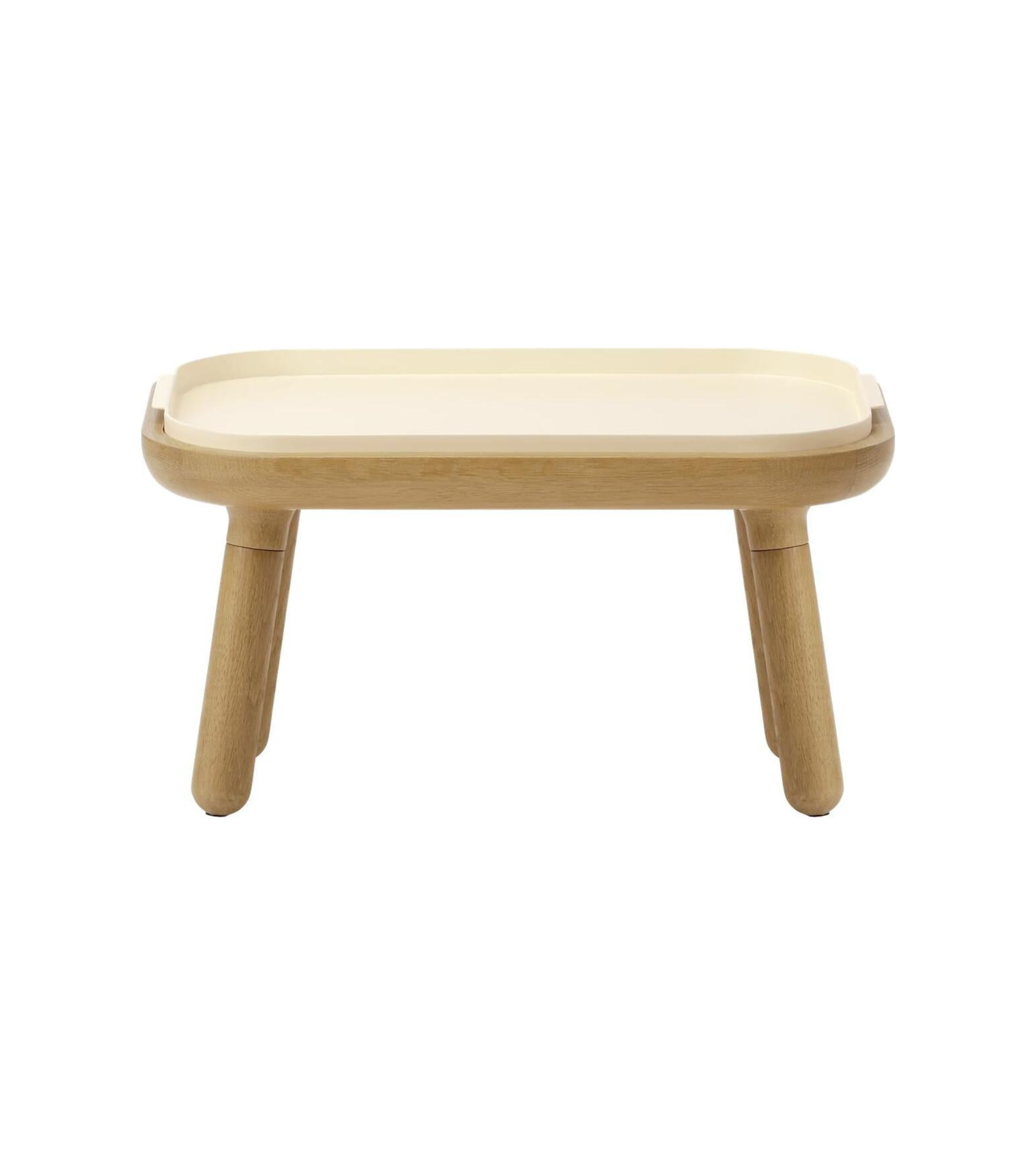 PAFF coffee table pearl white with oak base