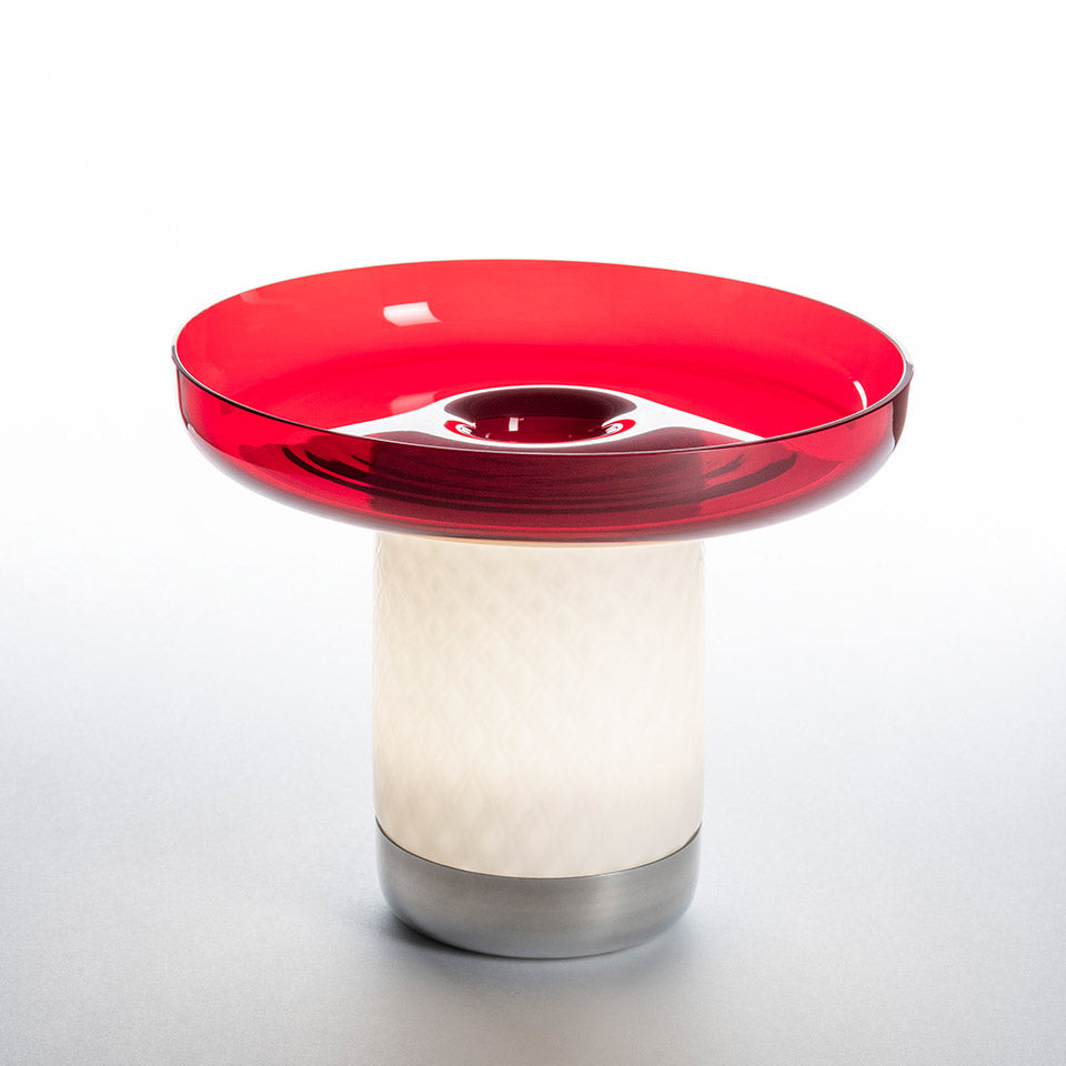 Přenosná lampa BONTA PLATE bílá s červenou