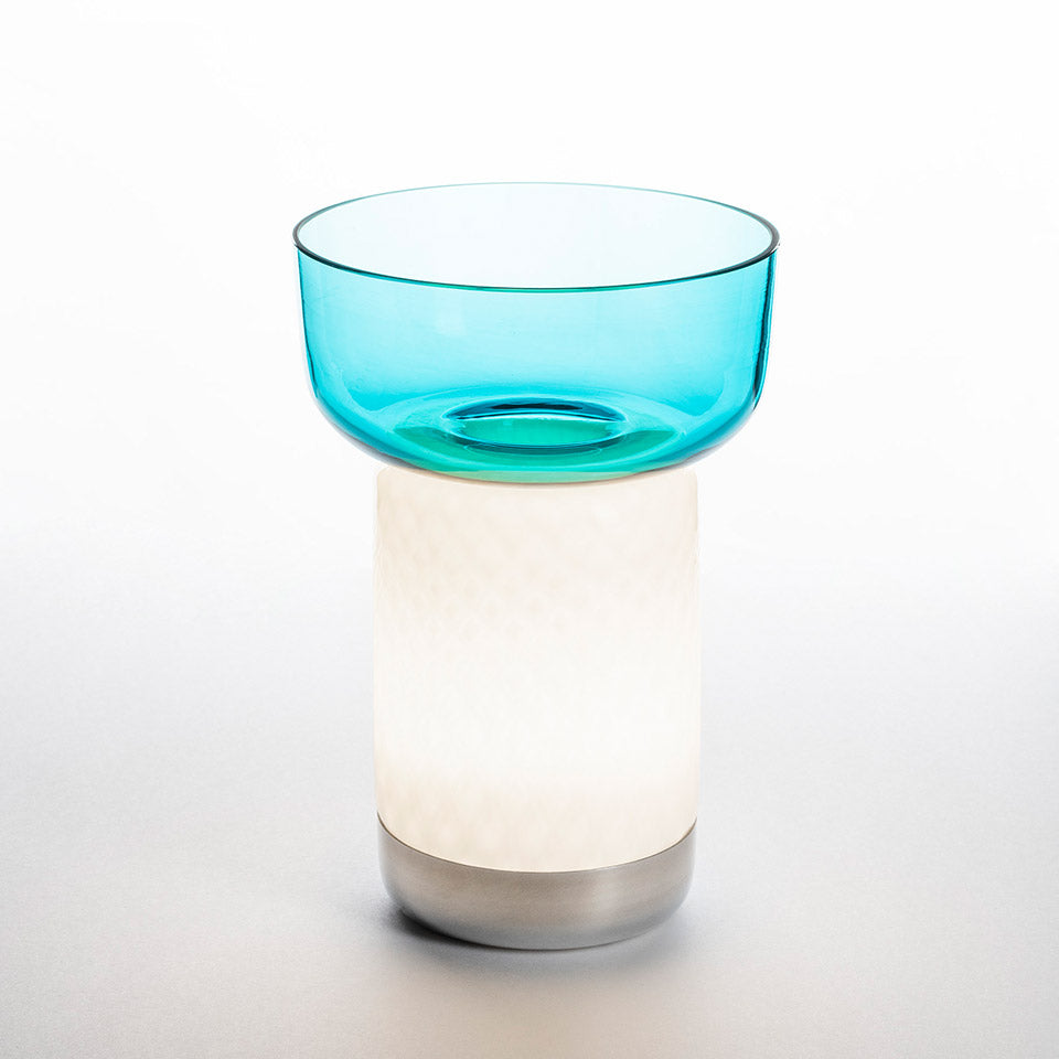 Přenosná lampa BONTA BOWL bílá s tyrkysovou