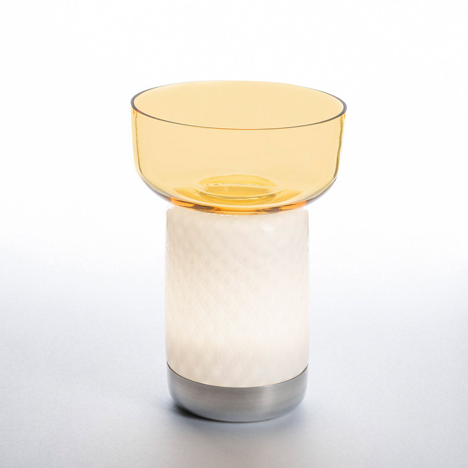 Přenosná lampa BONTA BOWL bílá se žlutou