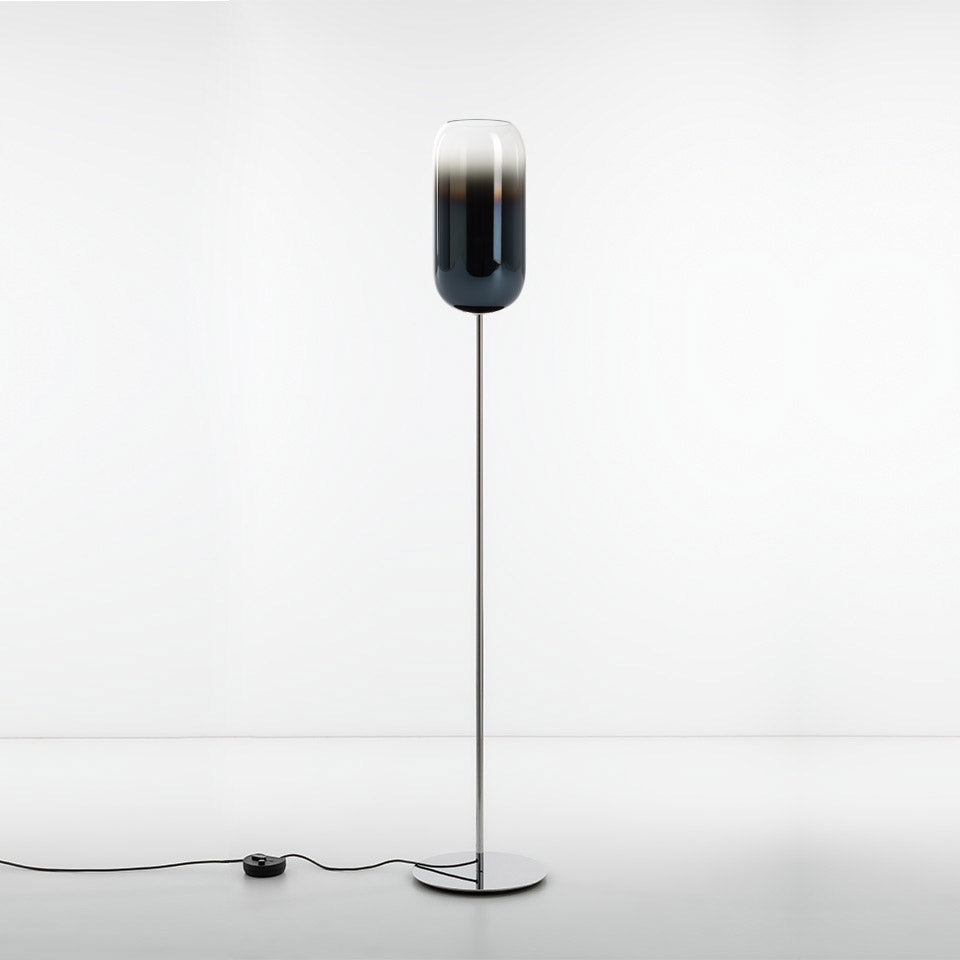 GOPLE blue floor lamp with silver base