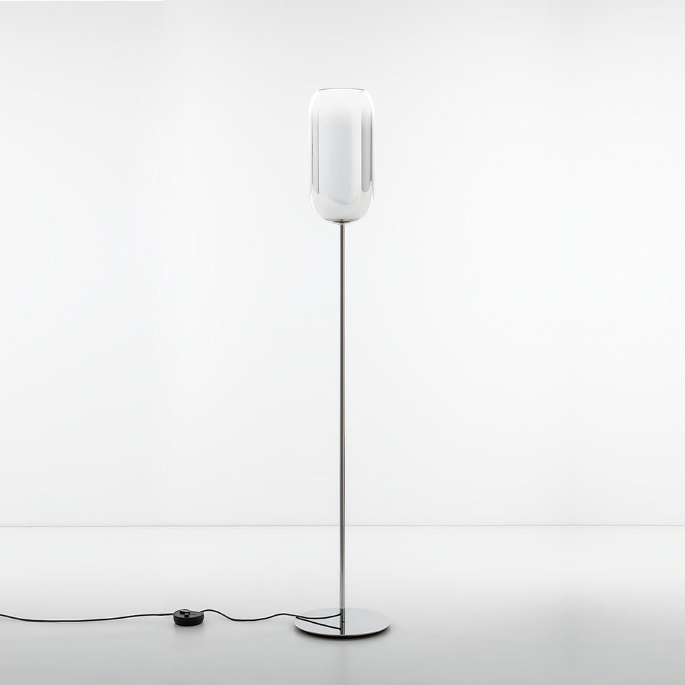 Silver floor lamp GOPLE with silver base