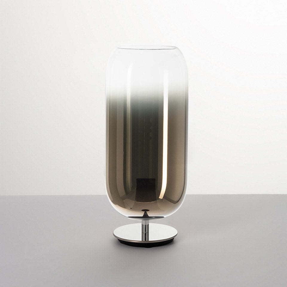 GOPLE brown table lamp with silver base