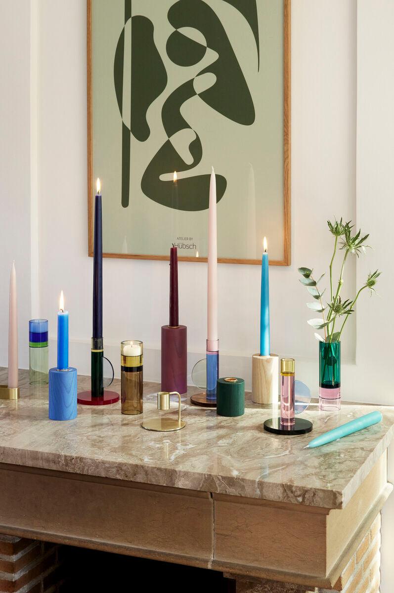 Zestaw czterech świeczników CRAYON drewno dębowe Hübsch Eye on Design