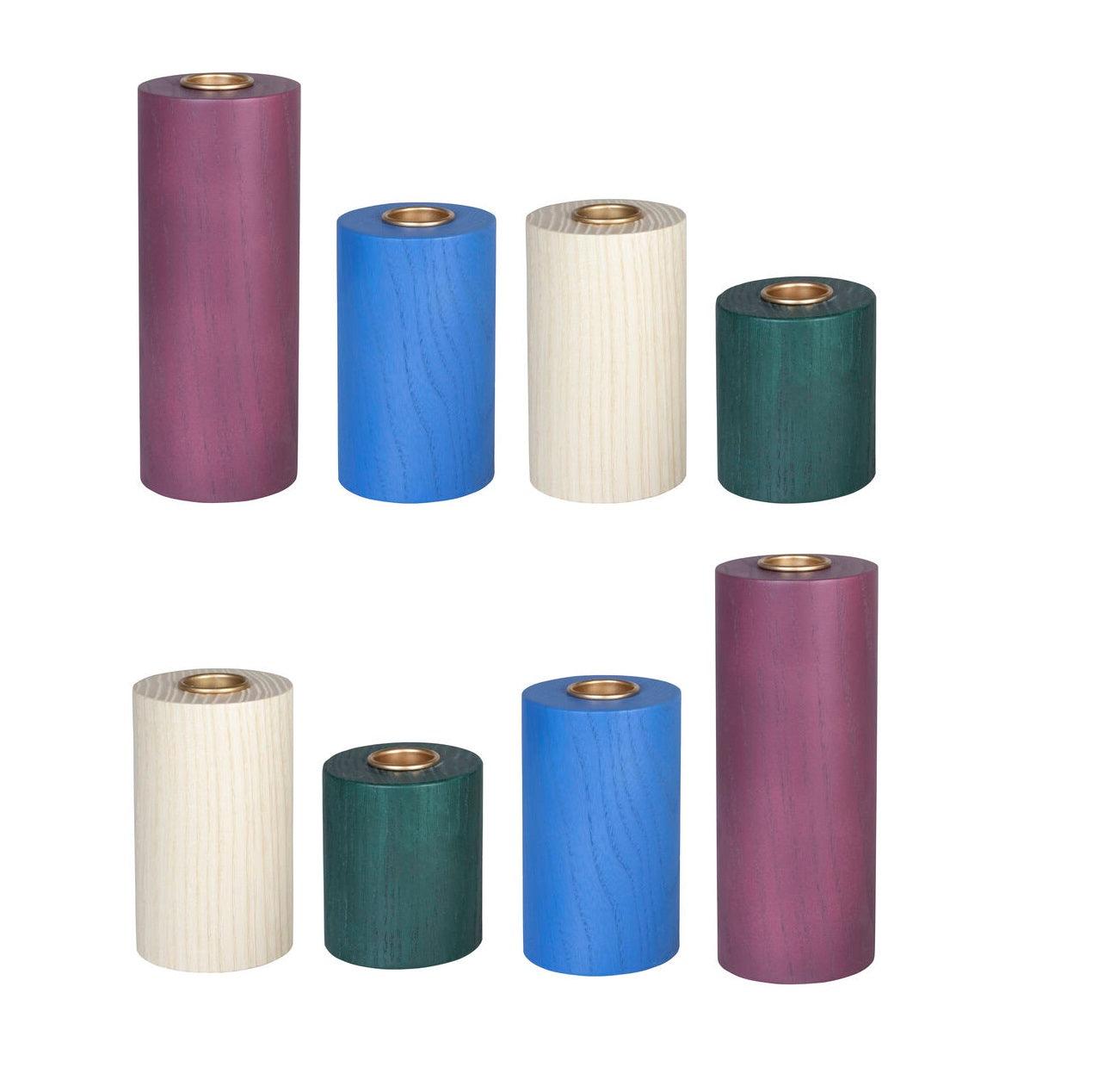 Zestaw czterech świeczników CRAYON drewno dębowe Hübsch Eye on Design