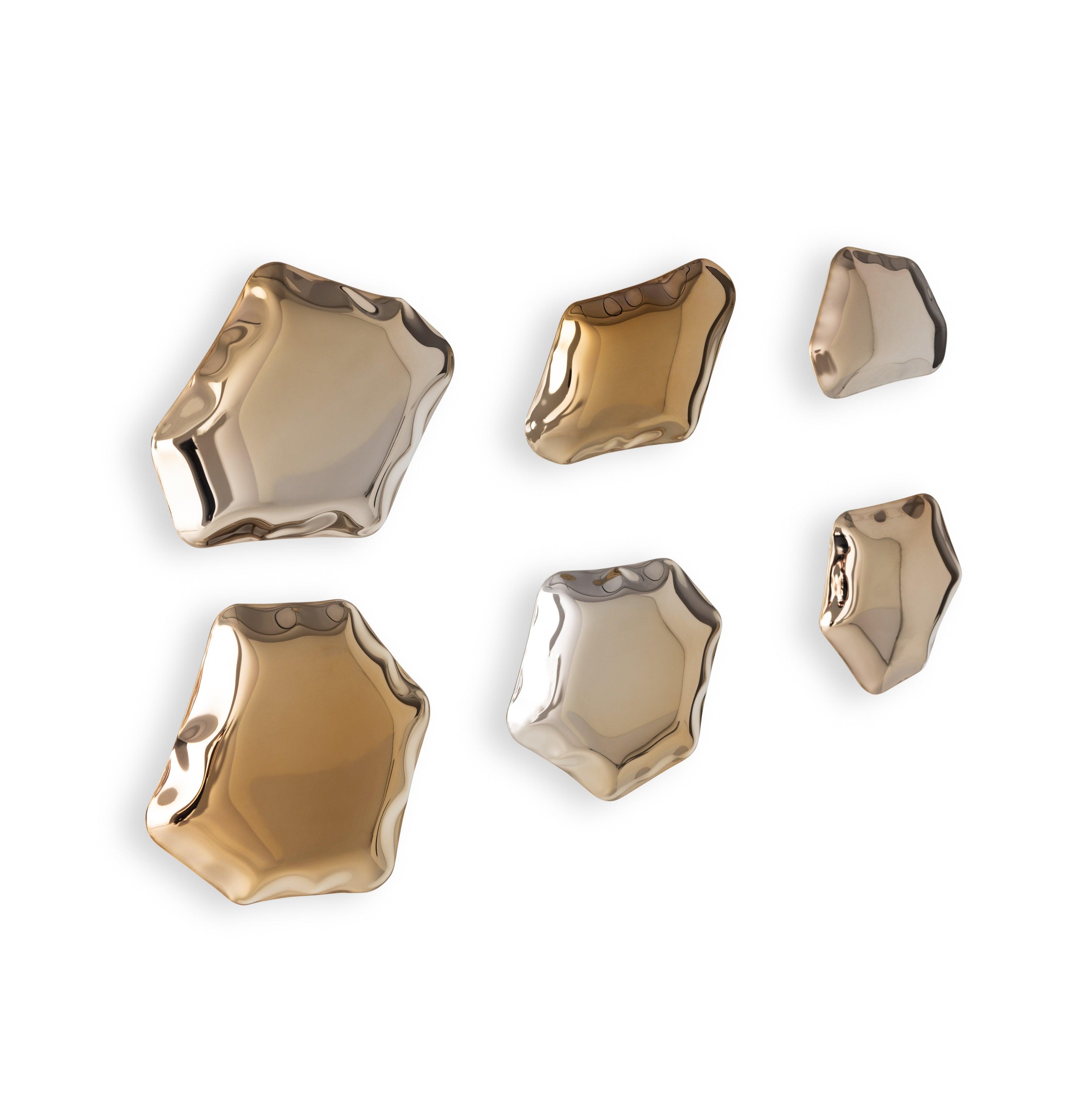 Zestaw dekoracyjnych wieszaków KAMYKI heat złoty Zieta Studio 6 Eye on Design