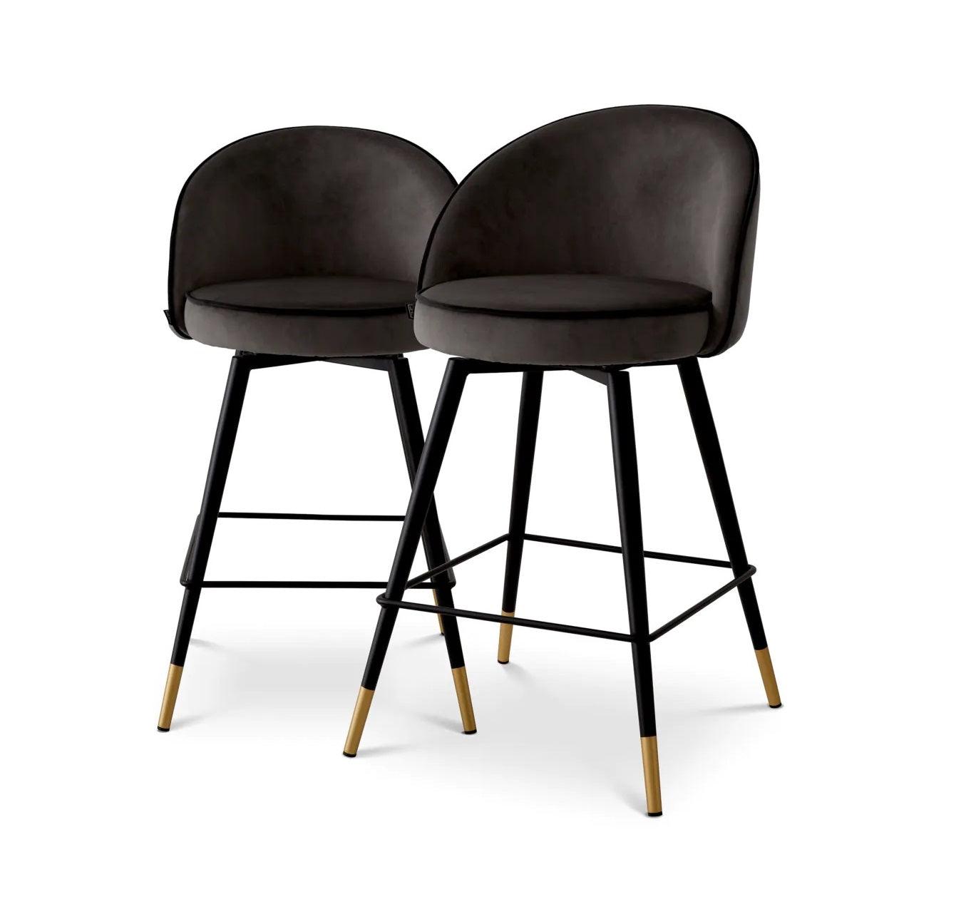 Zestaw hokerów aksamitnych COOPER czarny Eichholtz Eye on Design