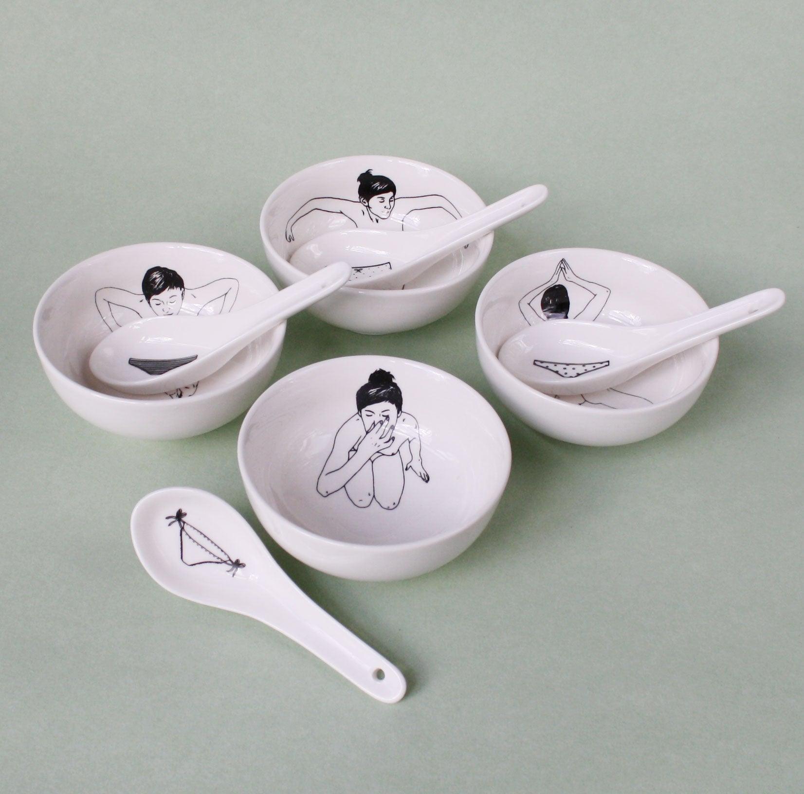 Zestaw misek UNDRESSED biała porcelana Pols Potten Eye on Design