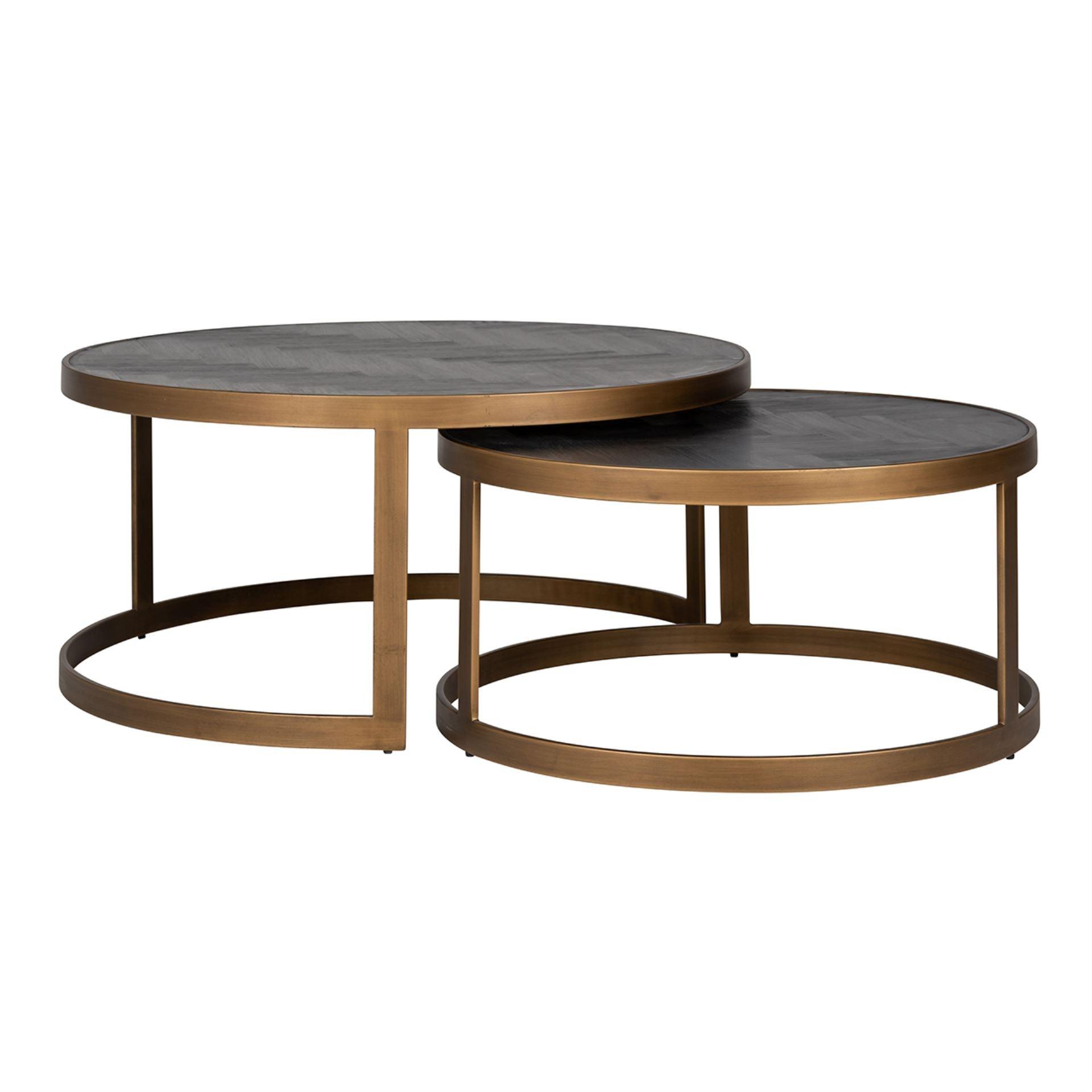 Zestaw stolików kawowych BLACKBONE mosiężny Richmond Interiors Eye on Design