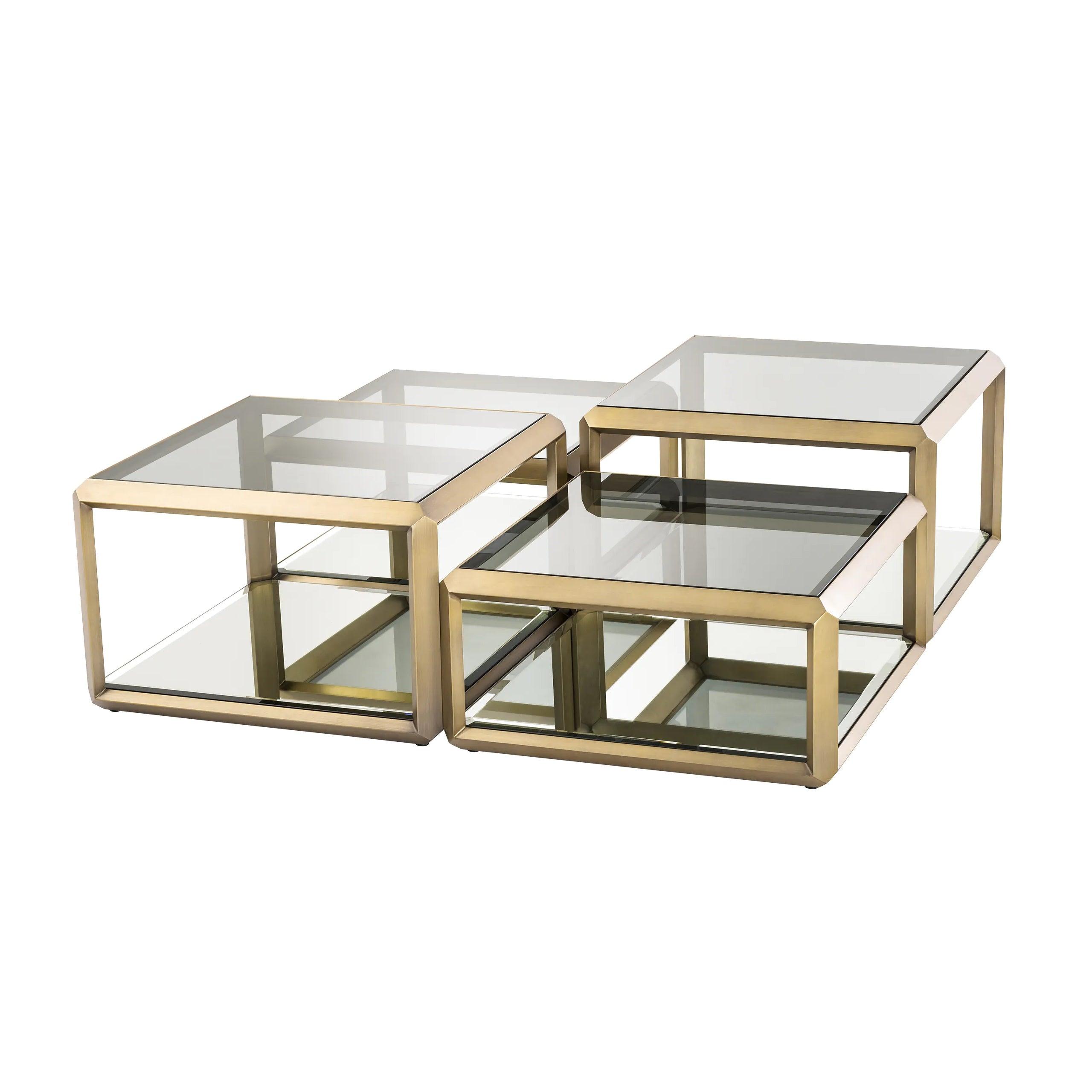 Zestaw stolików kawowych CALLUM szczotkowany mosiądz Eichholtz Eye on Design