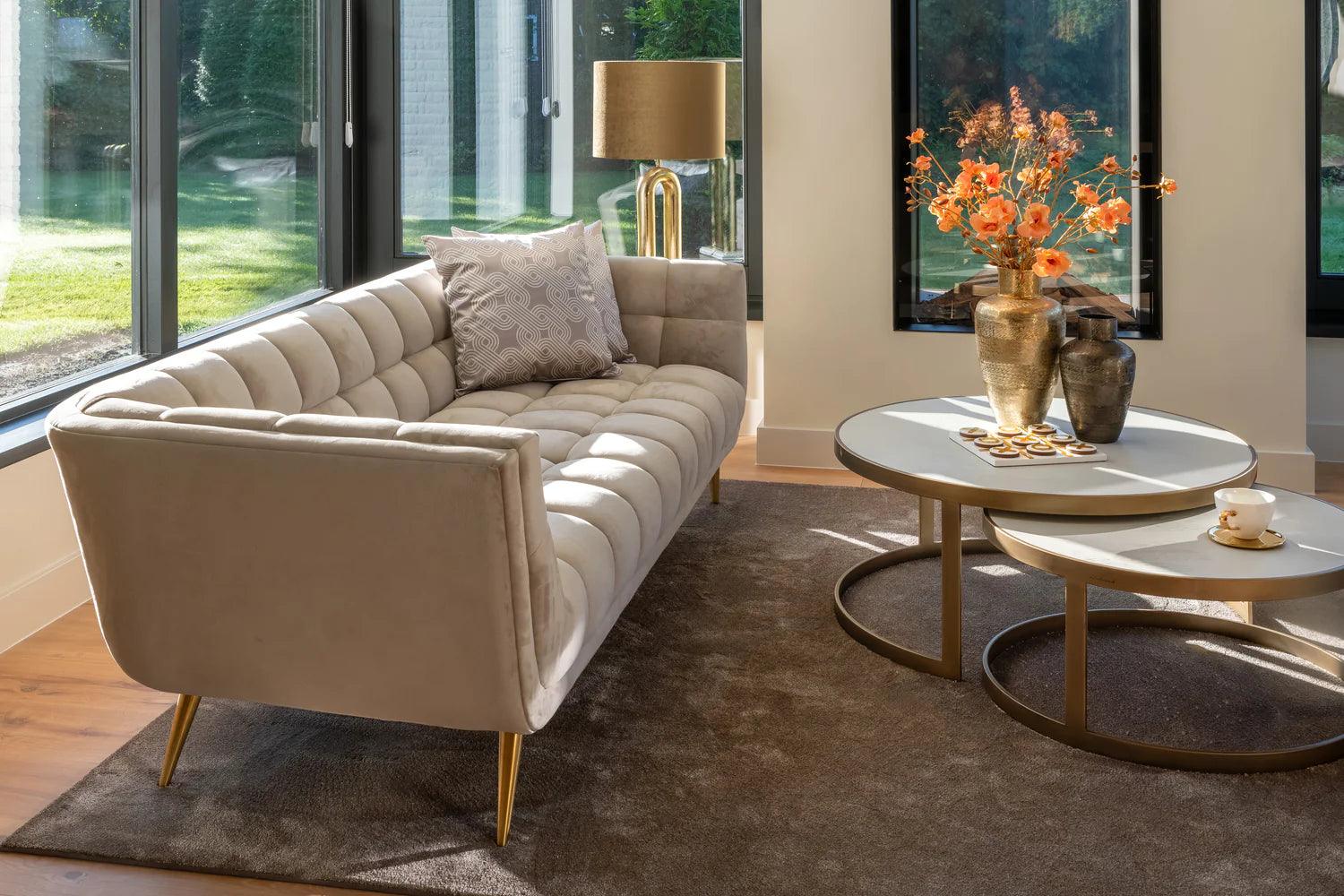 Zestaw stolików kawowych WHITEBONE mosiężny Richmond Interiors Eye on Design