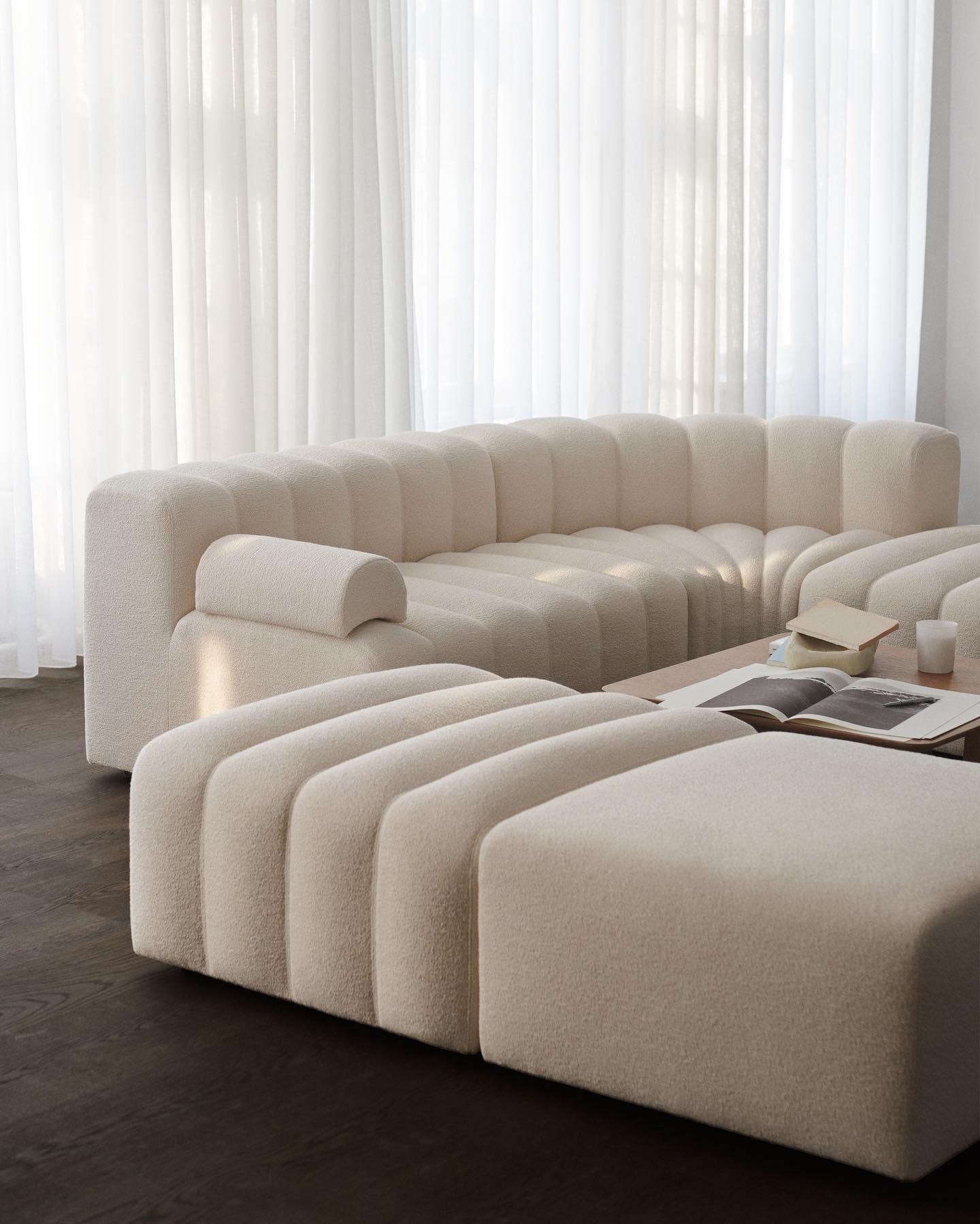 Zestaw wypoczynkowy modułowy STUDIO boucle kremowy NORR11 Eye on Design