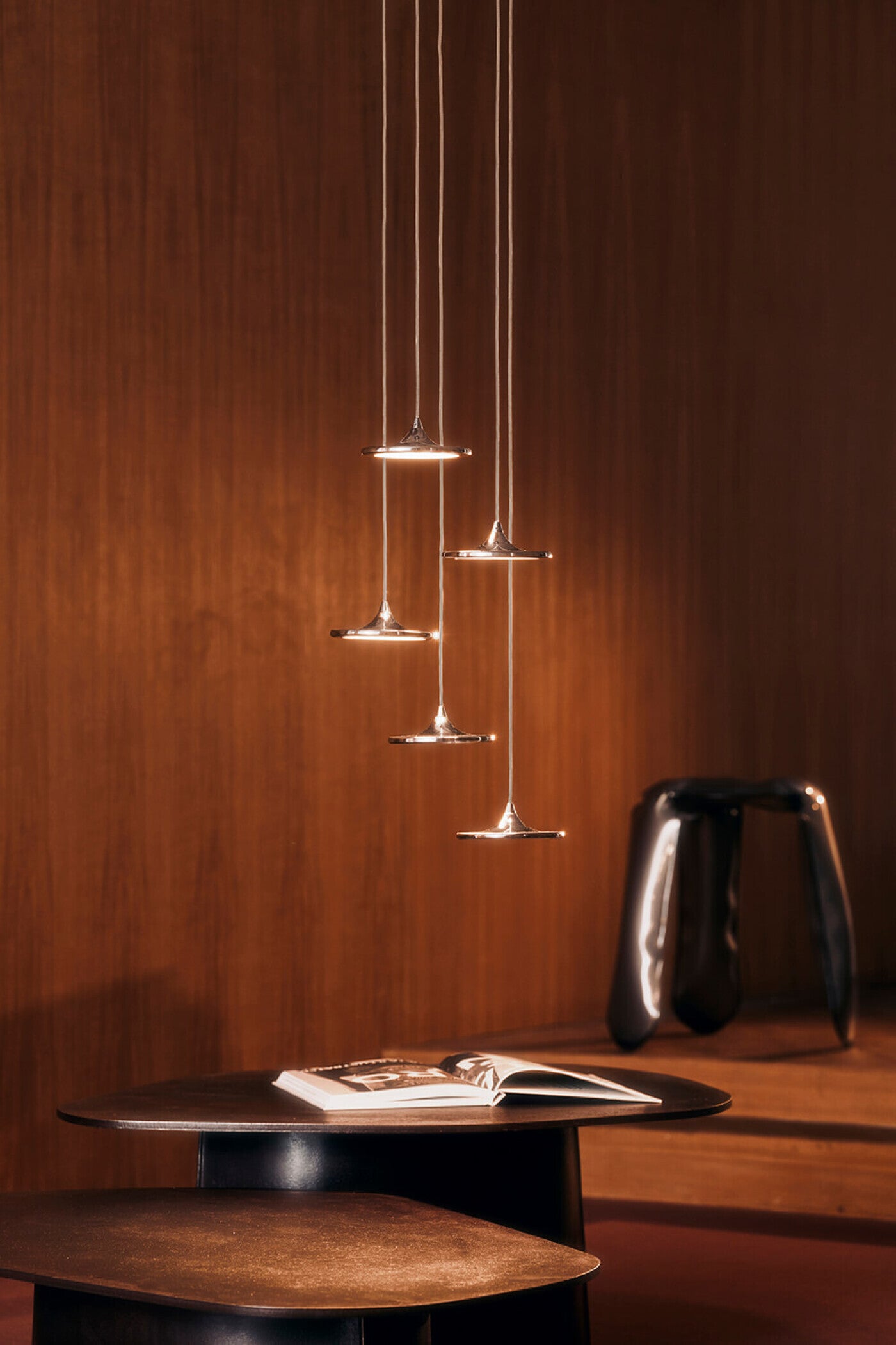 Sada závěsných lamp LUNA inox