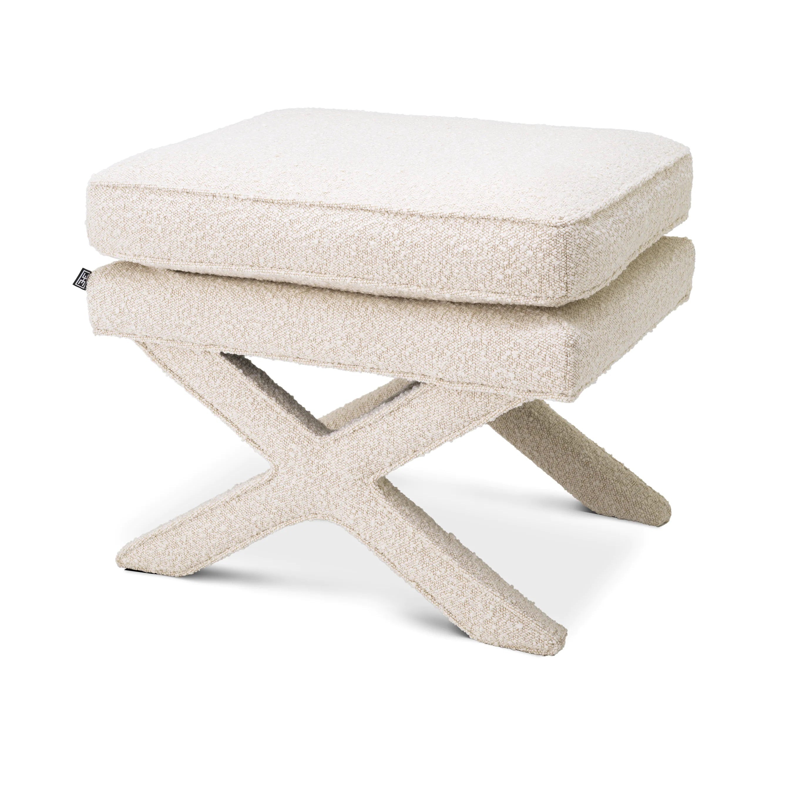 Stołek w tkaninie boucle CORDOBA kremowy – tkanina bouclé