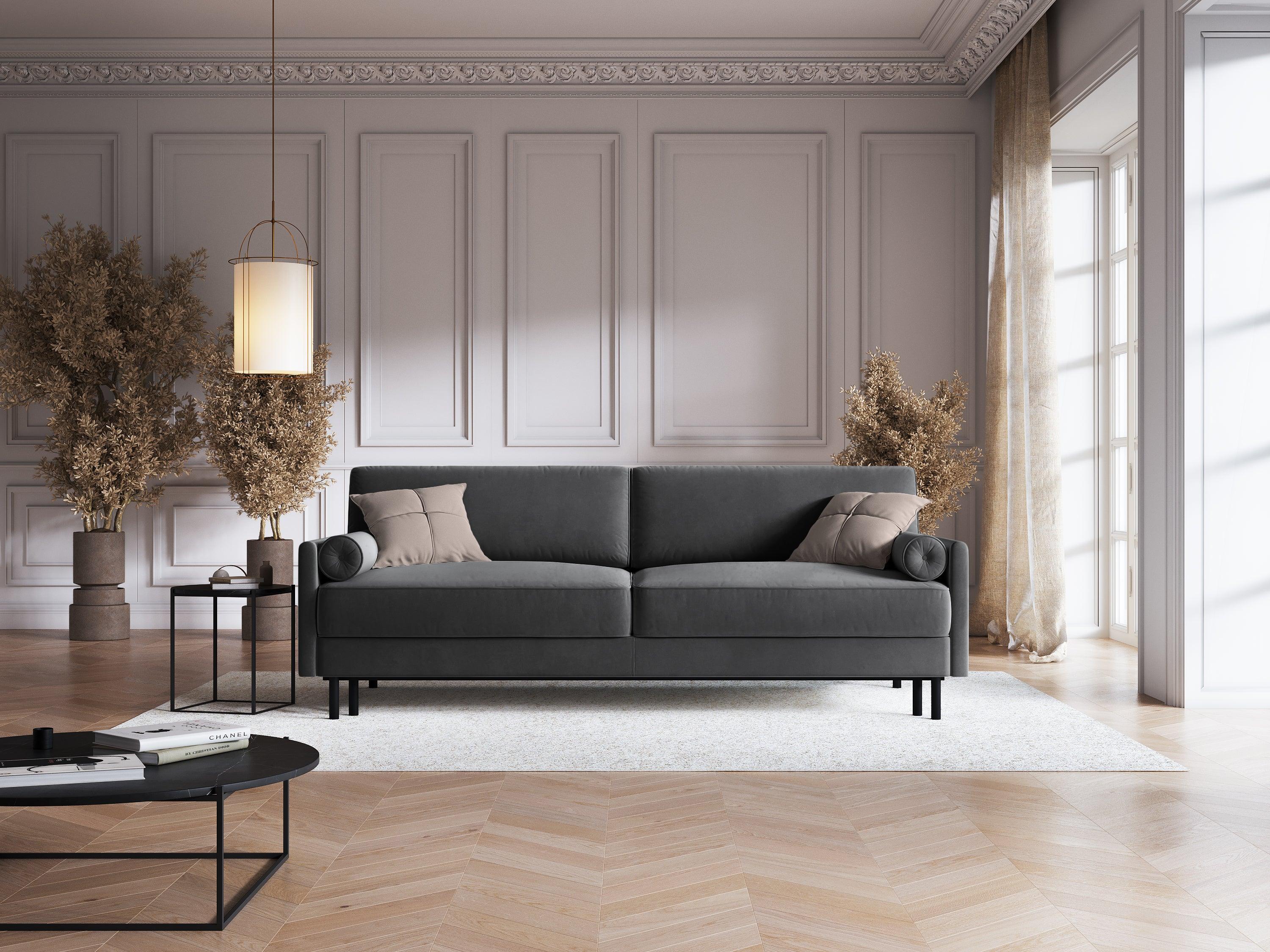 Sofa aksamitna z funkcją spania SCOTT ciemnoszary Micadoni Eye on Design