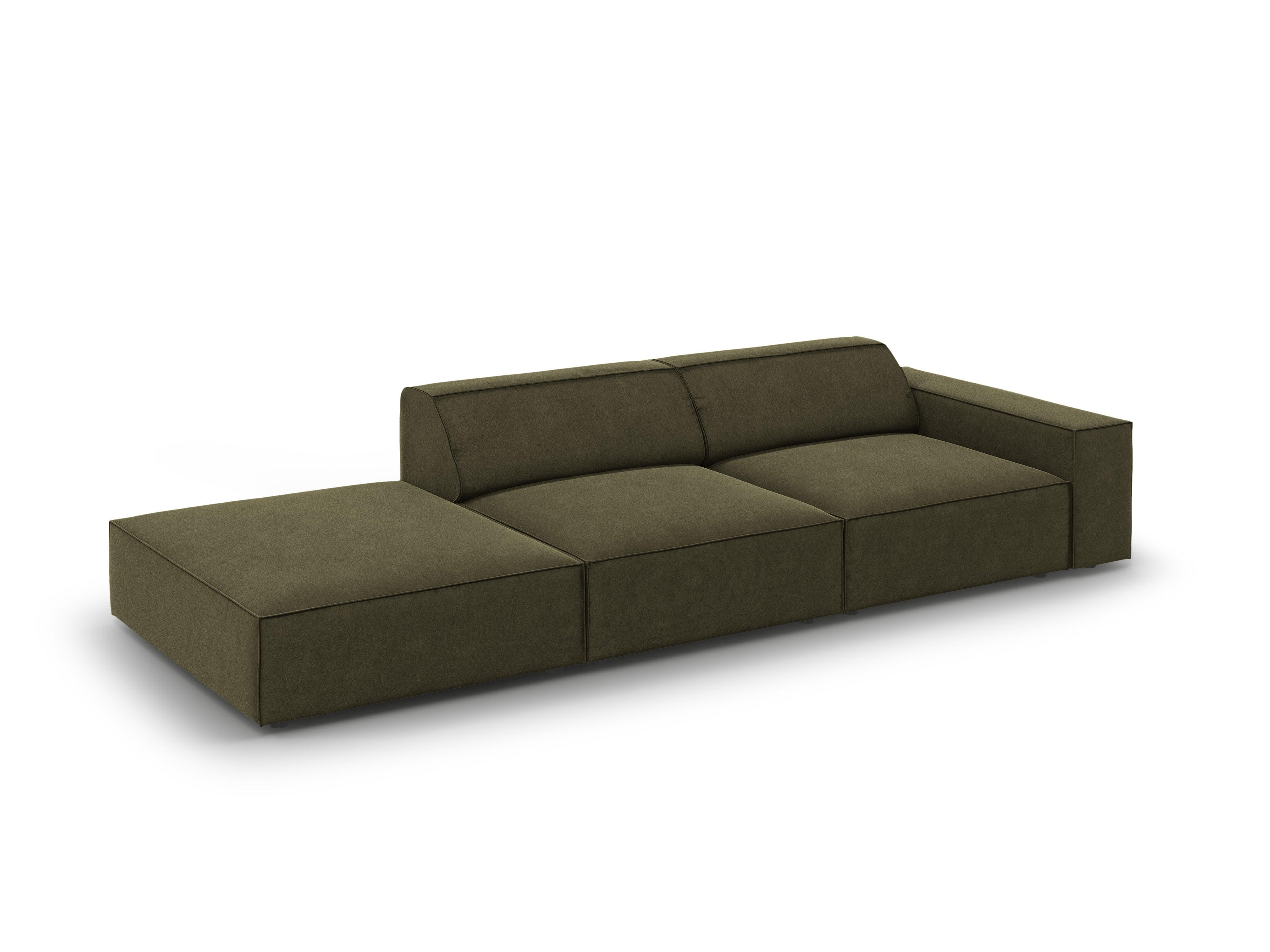 Sofa aksamitna lewostronna 3-osobowa JODIE zielony Micadoni Eye on Design