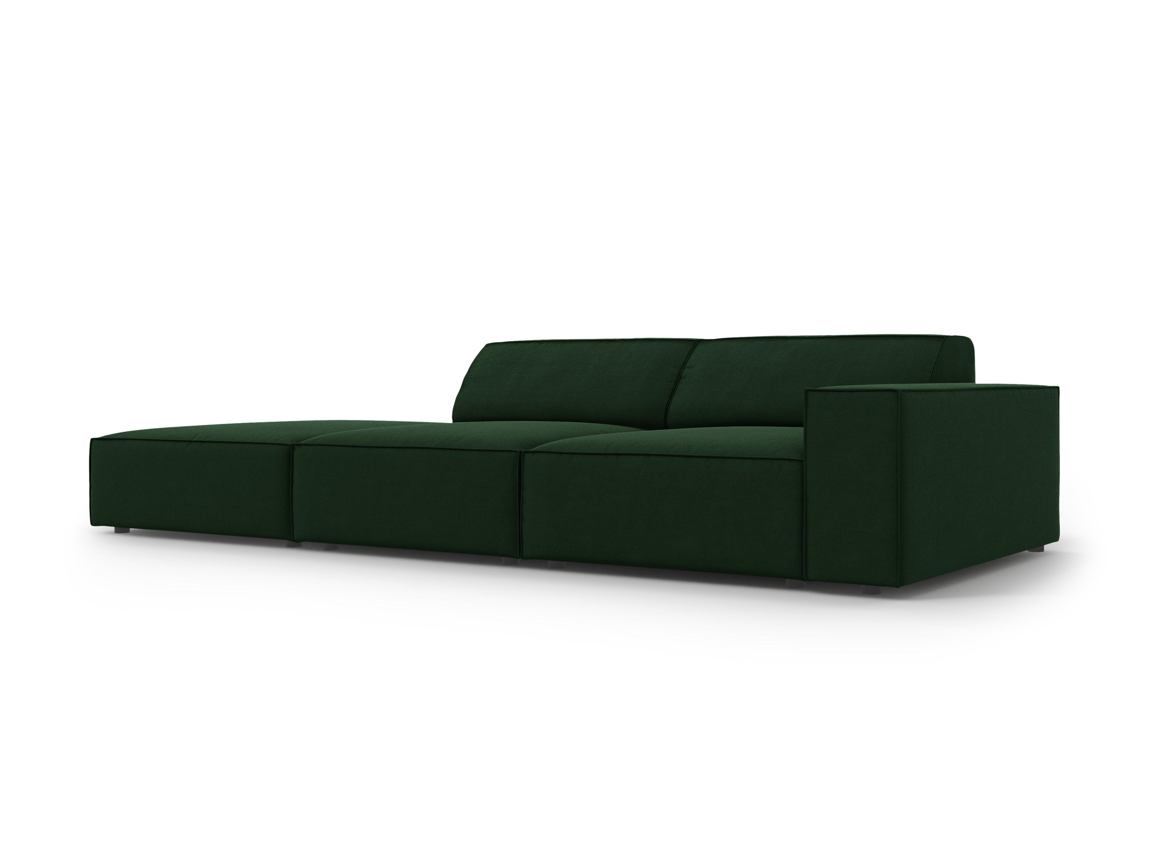 Sofa aksamitna lewostronna 3-osobowa JODIE butelkowa zieleń Micadoni Eye on Design