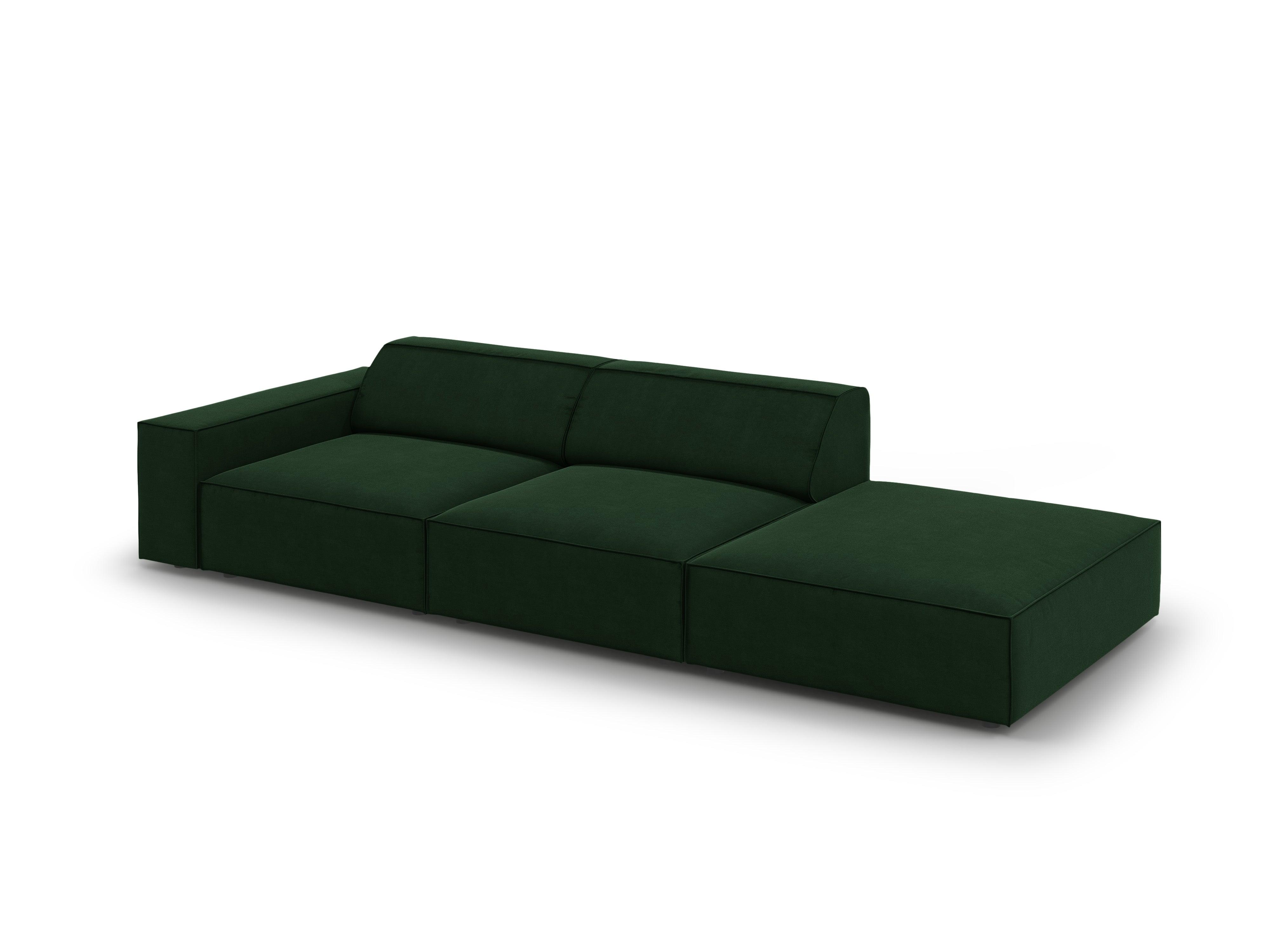 Sofa aksamitna prawostronna 3-osobowa JODIE butelkowa zieleń Micadoni Eye on Design