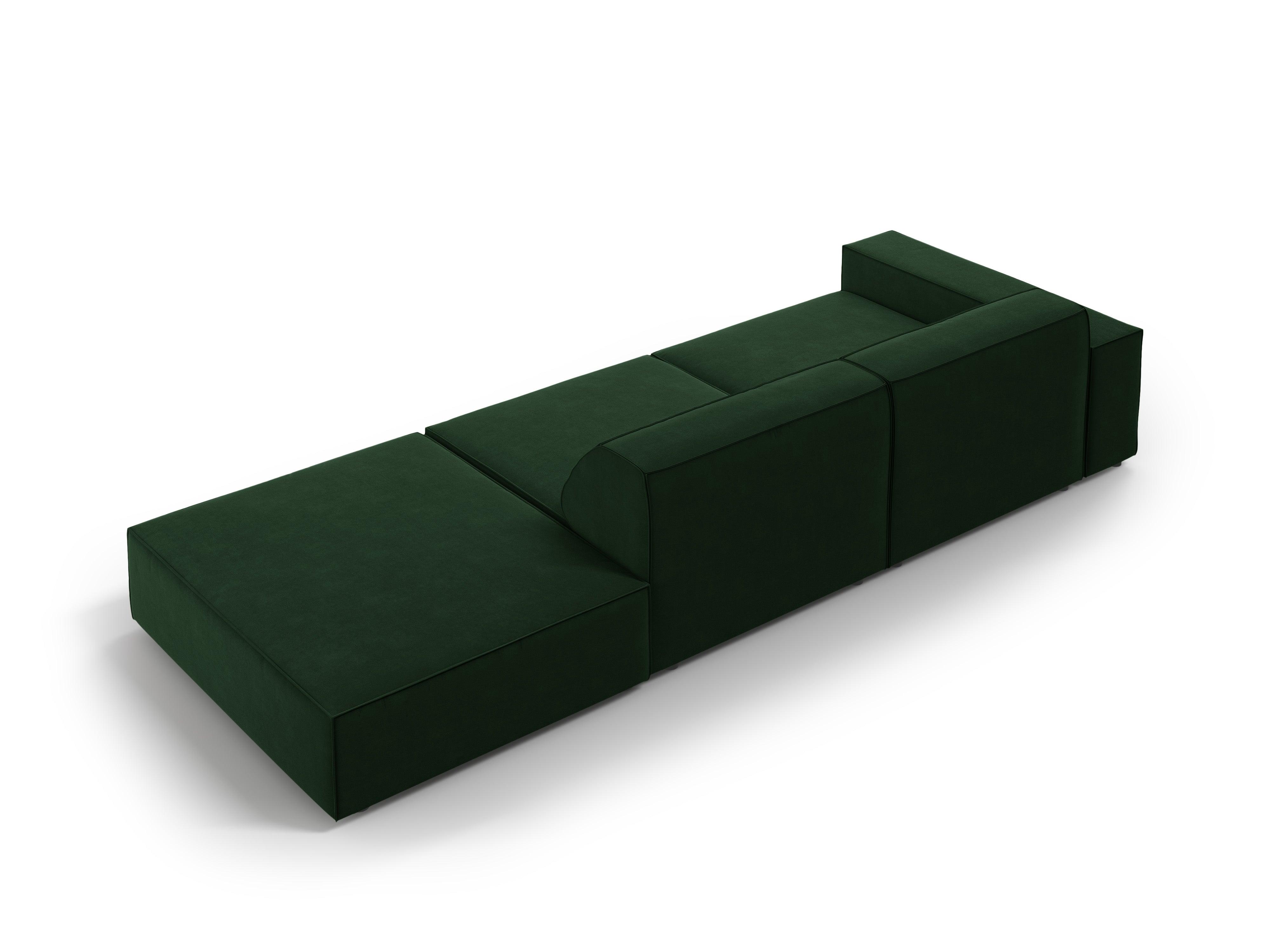 Sofa aksamitna prawostronna 3-osobowa JODIE butelkowa zieleń Micadoni Eye on Design