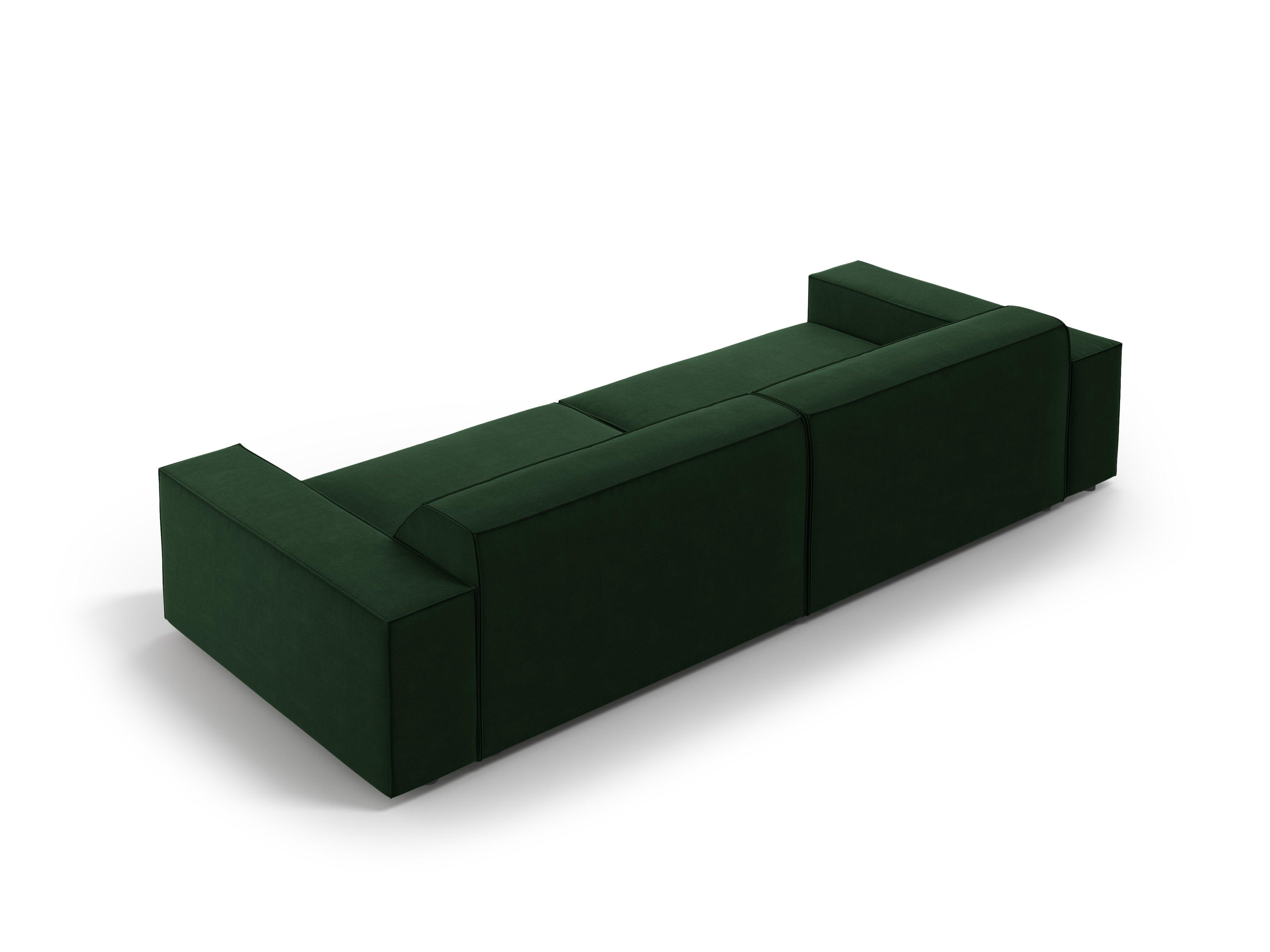 Sofa aksamitna 4-osobowa JODIE butelkowa zieleń – Micadoni