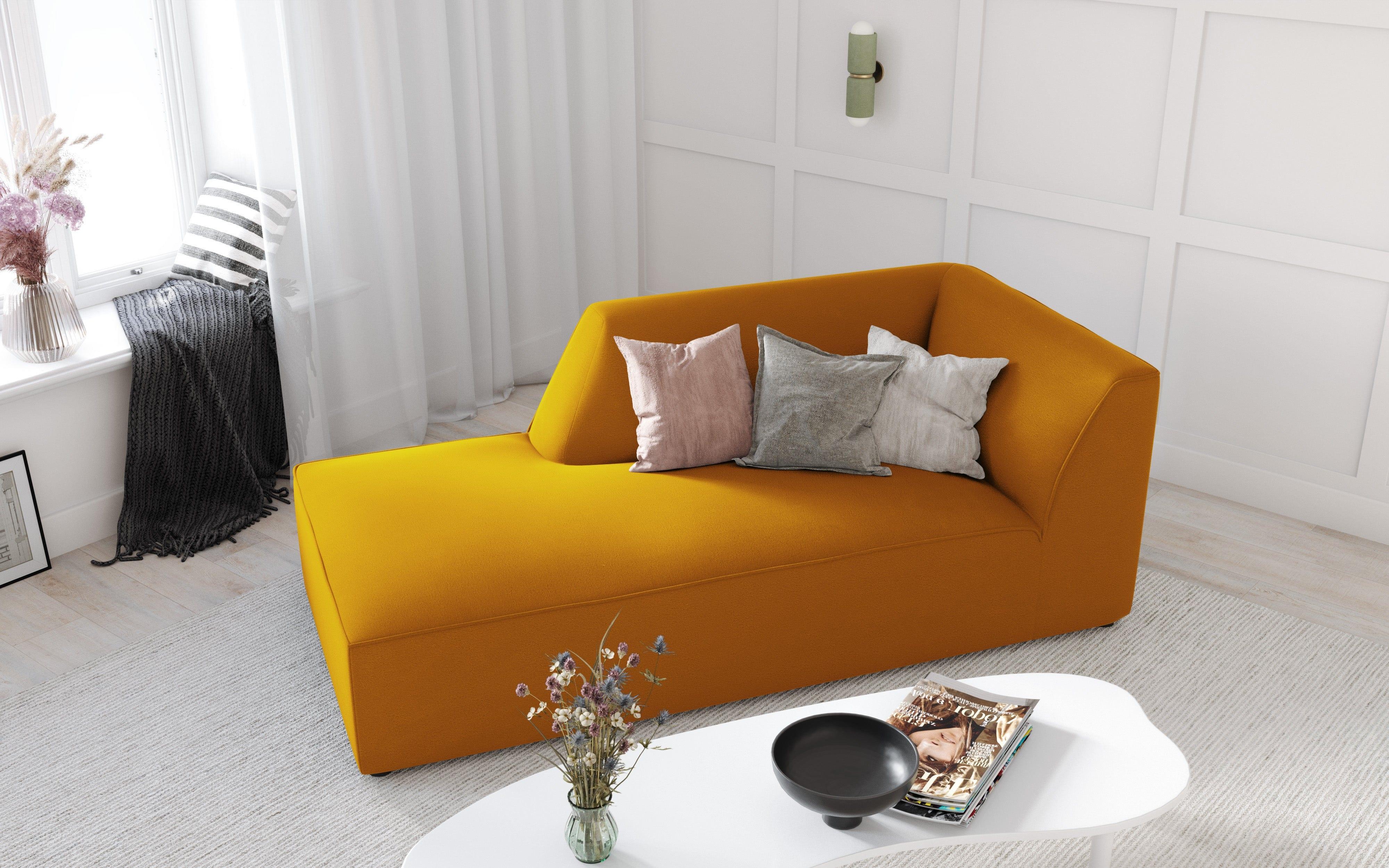 Szezlong aksamitny lewostronny RUBY żółty Micadoni Eye on Design