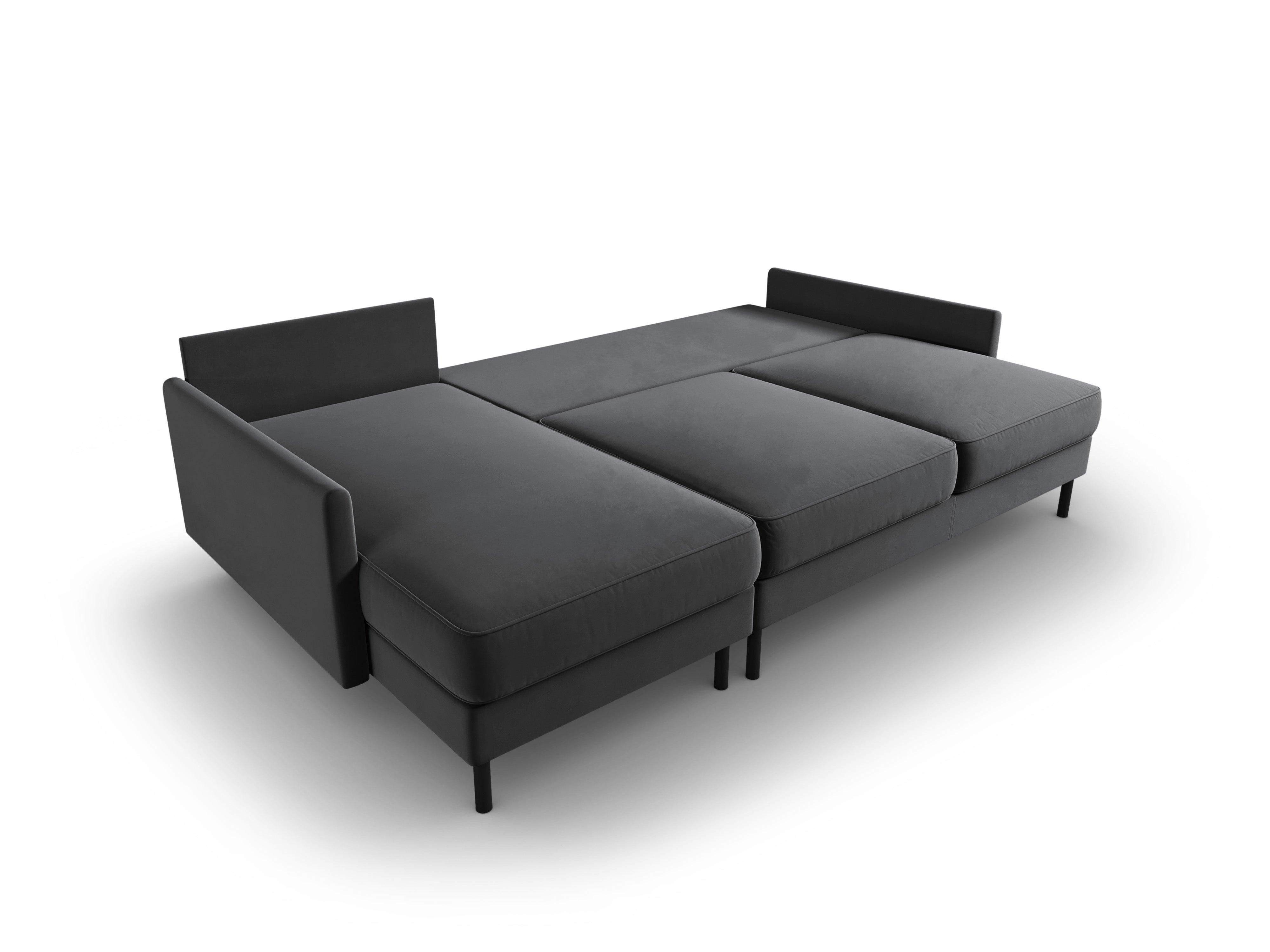 Narożnik aksamitny lewostronny z funkcją spania SCOTT ciemnoszary Micadoni Eye on Design