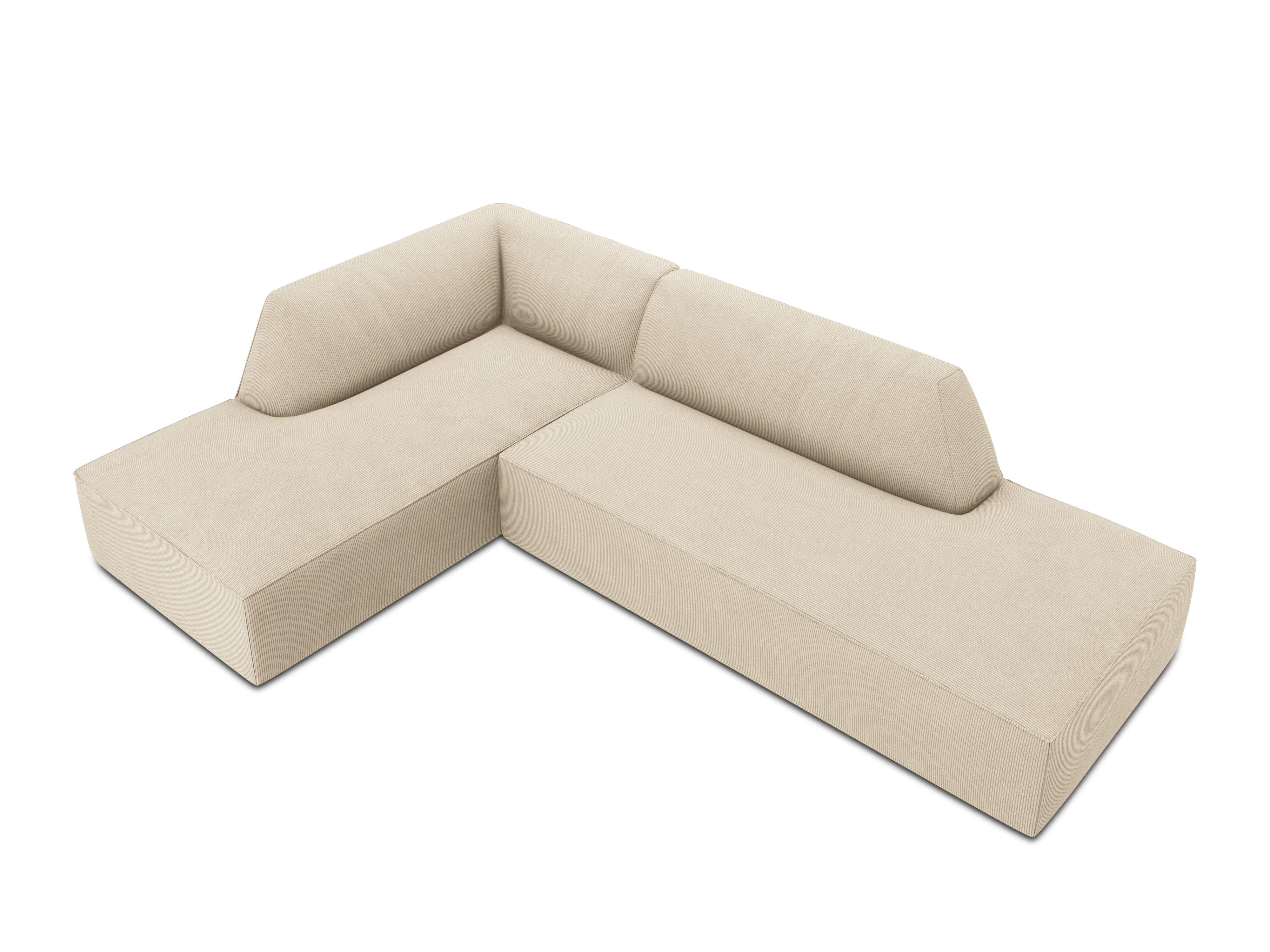 Sofa narożna sztruksowa lewostronna RUBY beżowy Micadoni Eye on Design