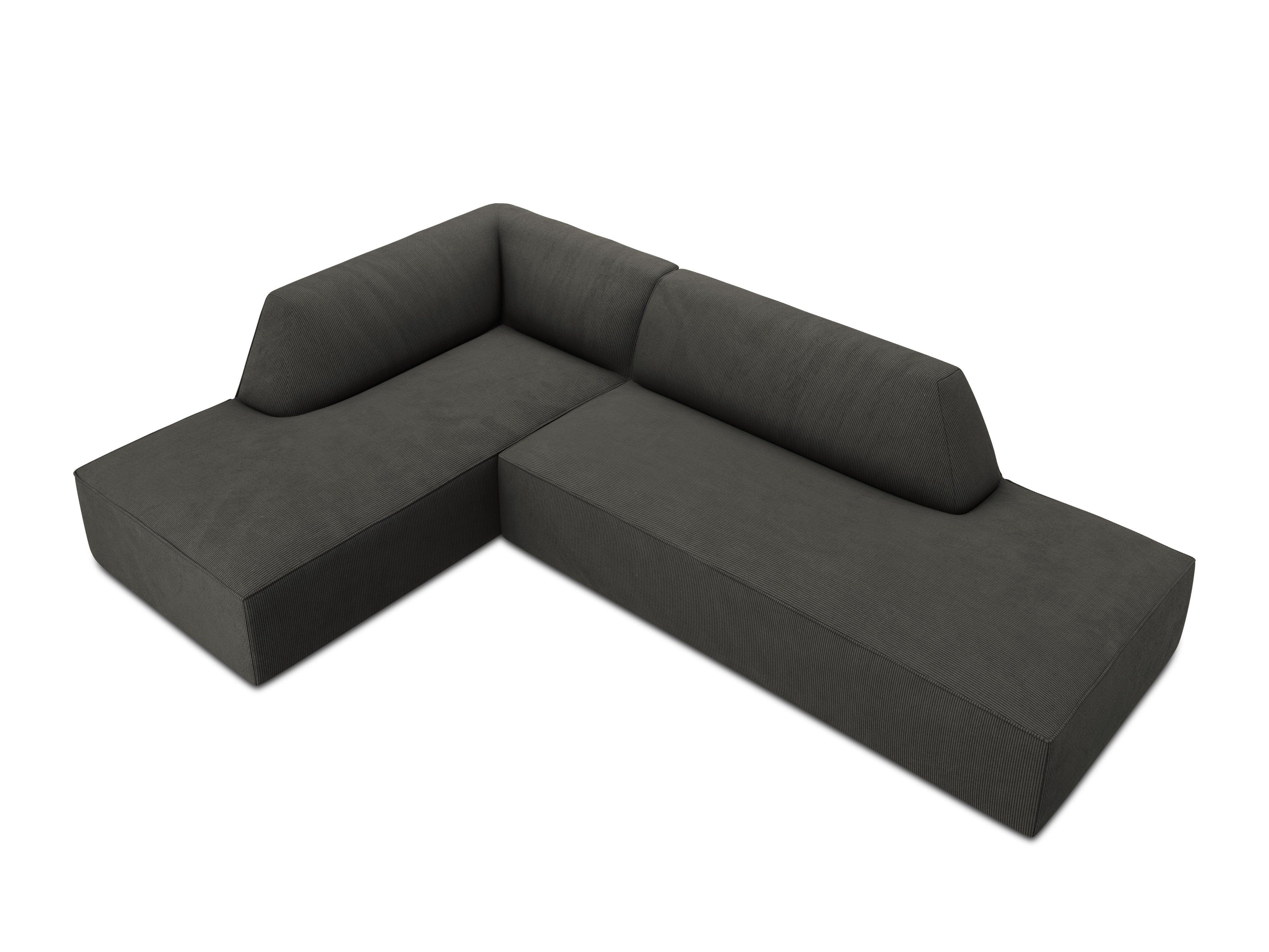 Sofa narożna sztruksowa lewostronna RUBY ciemnoszary Micadoni Eye on Design