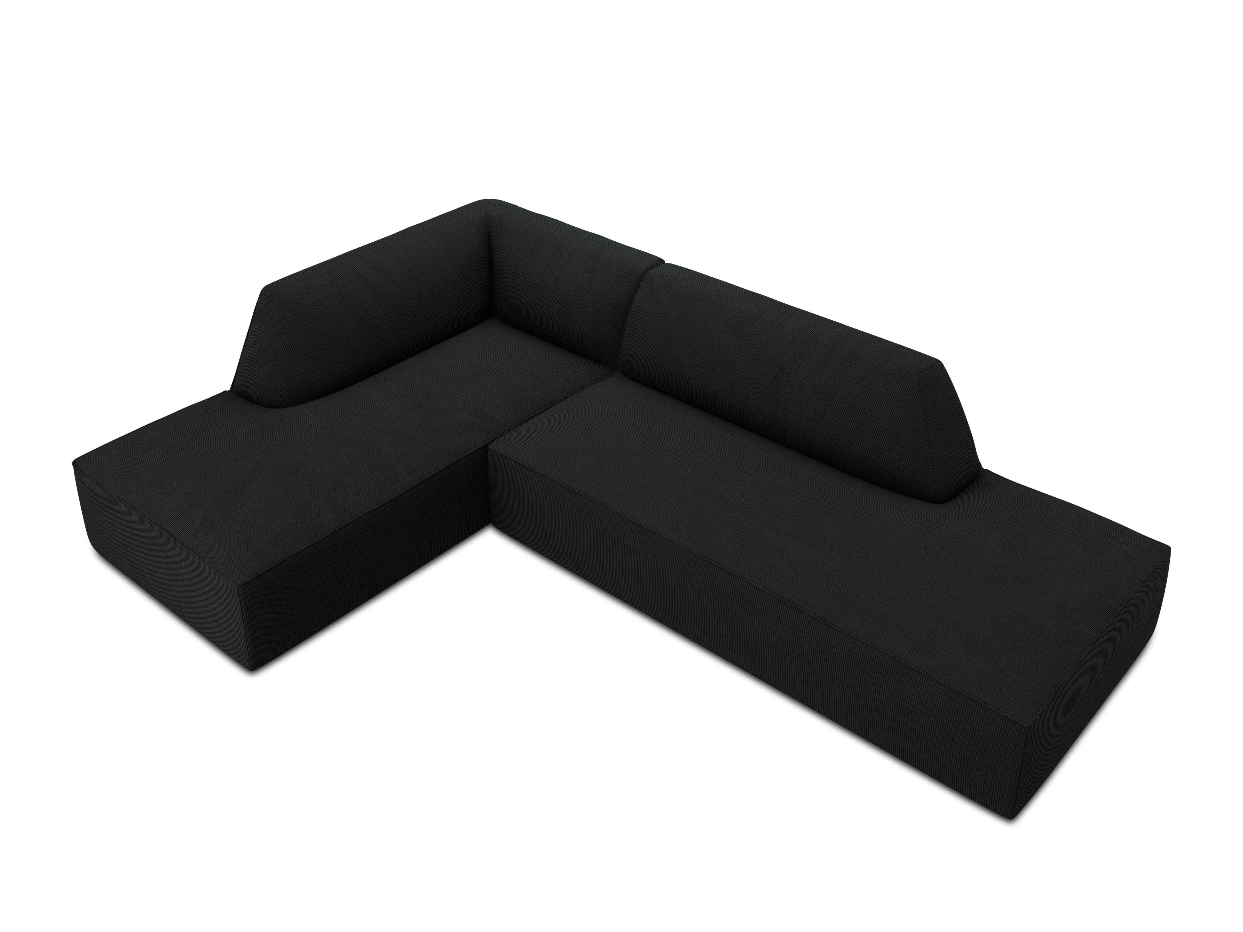 Sofa narożna sztruksowa lewostronna RUBY czarny Micadoni Eye on Design
