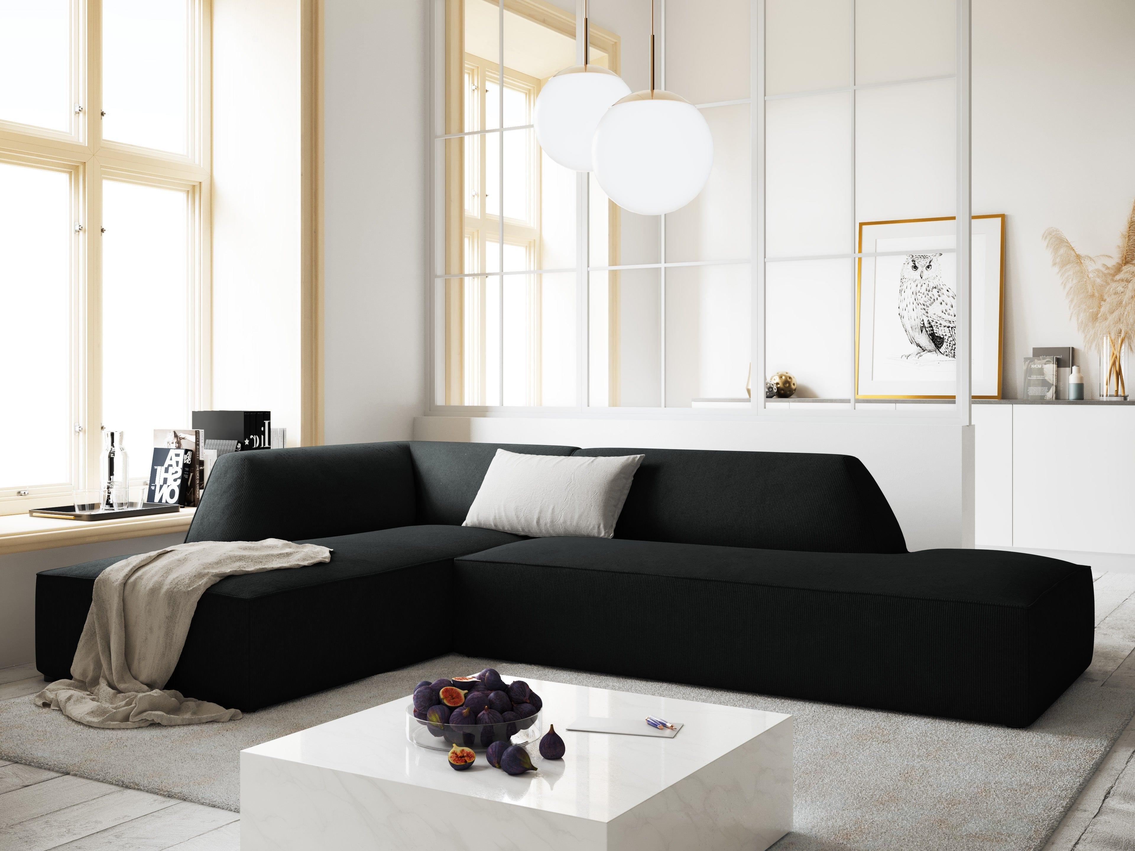 Sofa narożna sztruksowa lewostronna RUBY czarny Micadoni Eye on Design