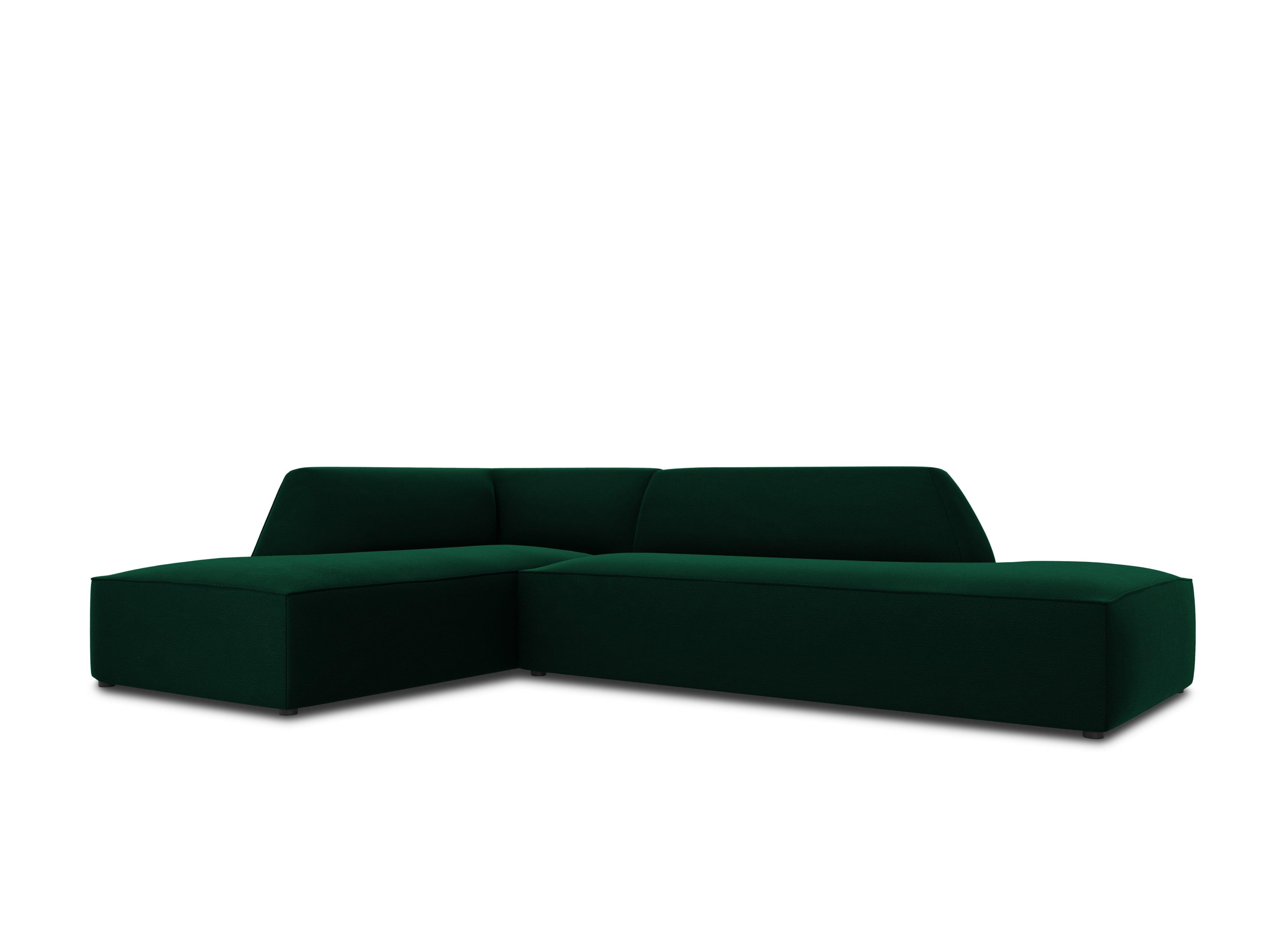 Sofa narożna aksamitna lewostronna RUBY butelkowa zieleń Micadoni Eye on Design