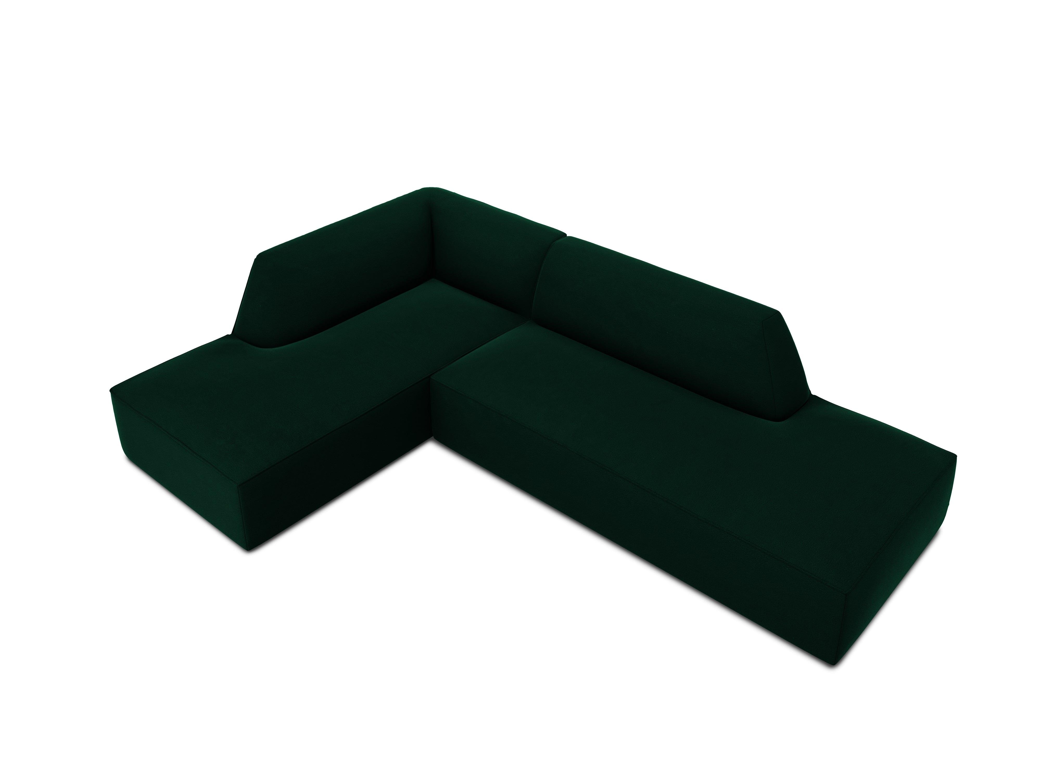 Sofa narożna aksamitna lewostronna RUBY butelkowa zieleń Micadoni Eye on Design