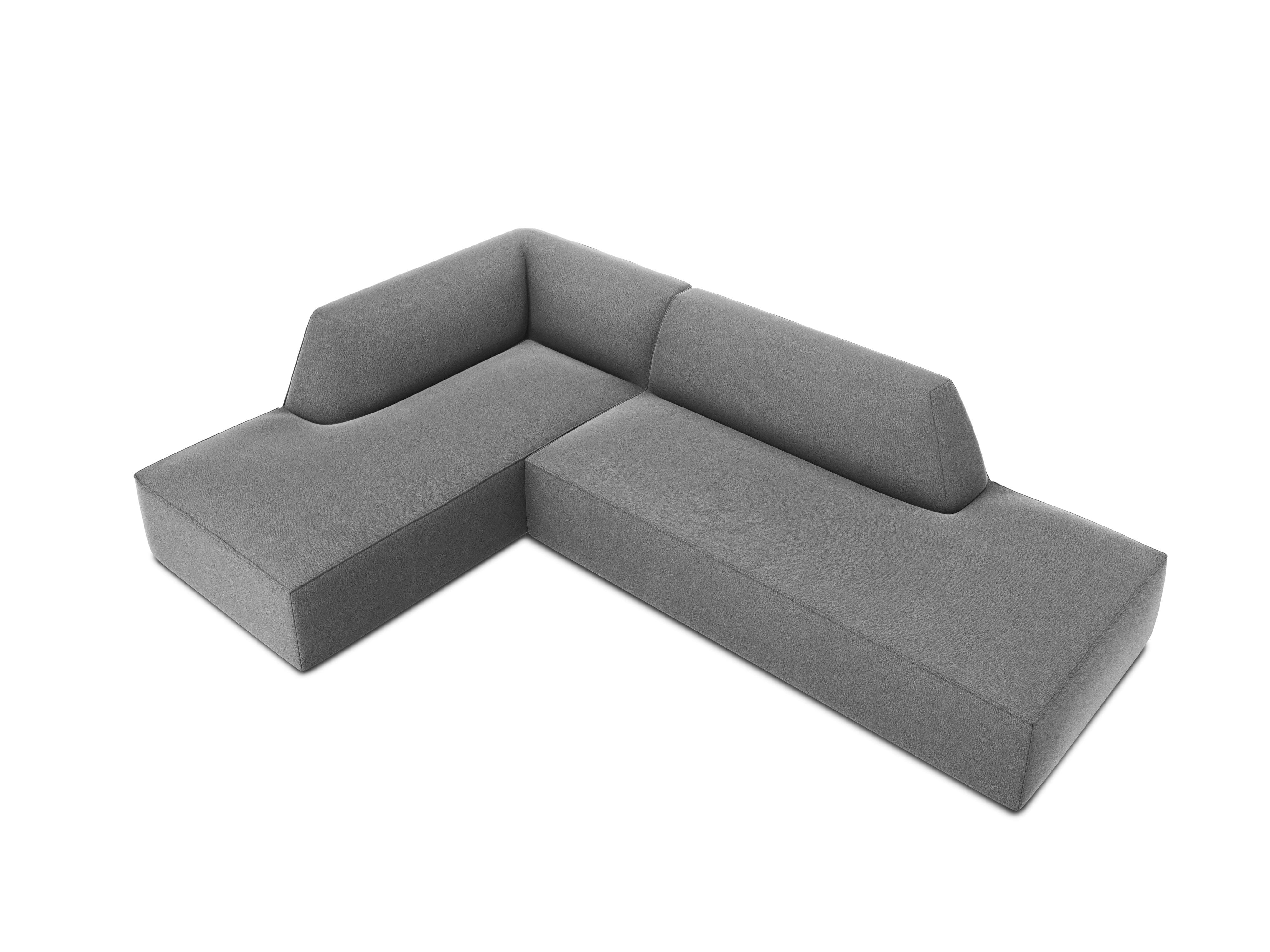 Sofa narożna aksamitna lewostronna RUBY jasnoszary Micadoni Eye on Design