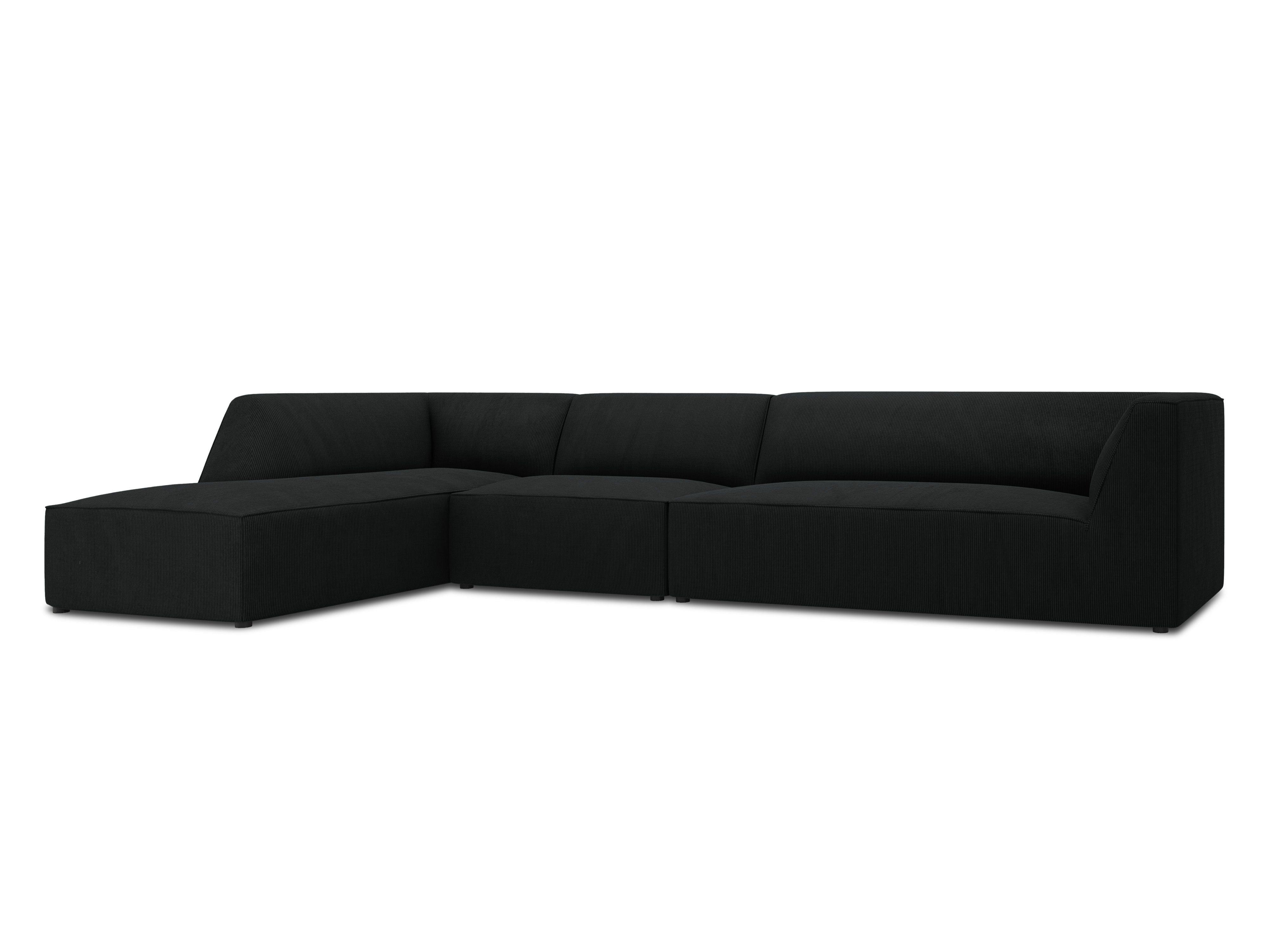 Narożnik sztruksowy 5-osobowy lewostronny RUBY czarny Micadoni Eye on Design